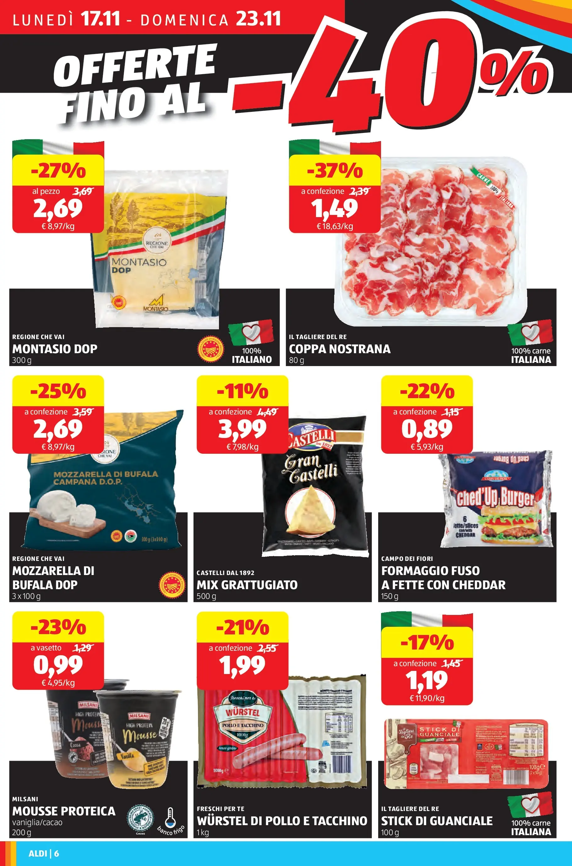 Nuovo Aldi - Black November dal 16/11/2025 > offerte anteprima 🛍️ | Pagina: 6 | Prodotti: Tè, Mozzarella, Tagliere, Guanciale