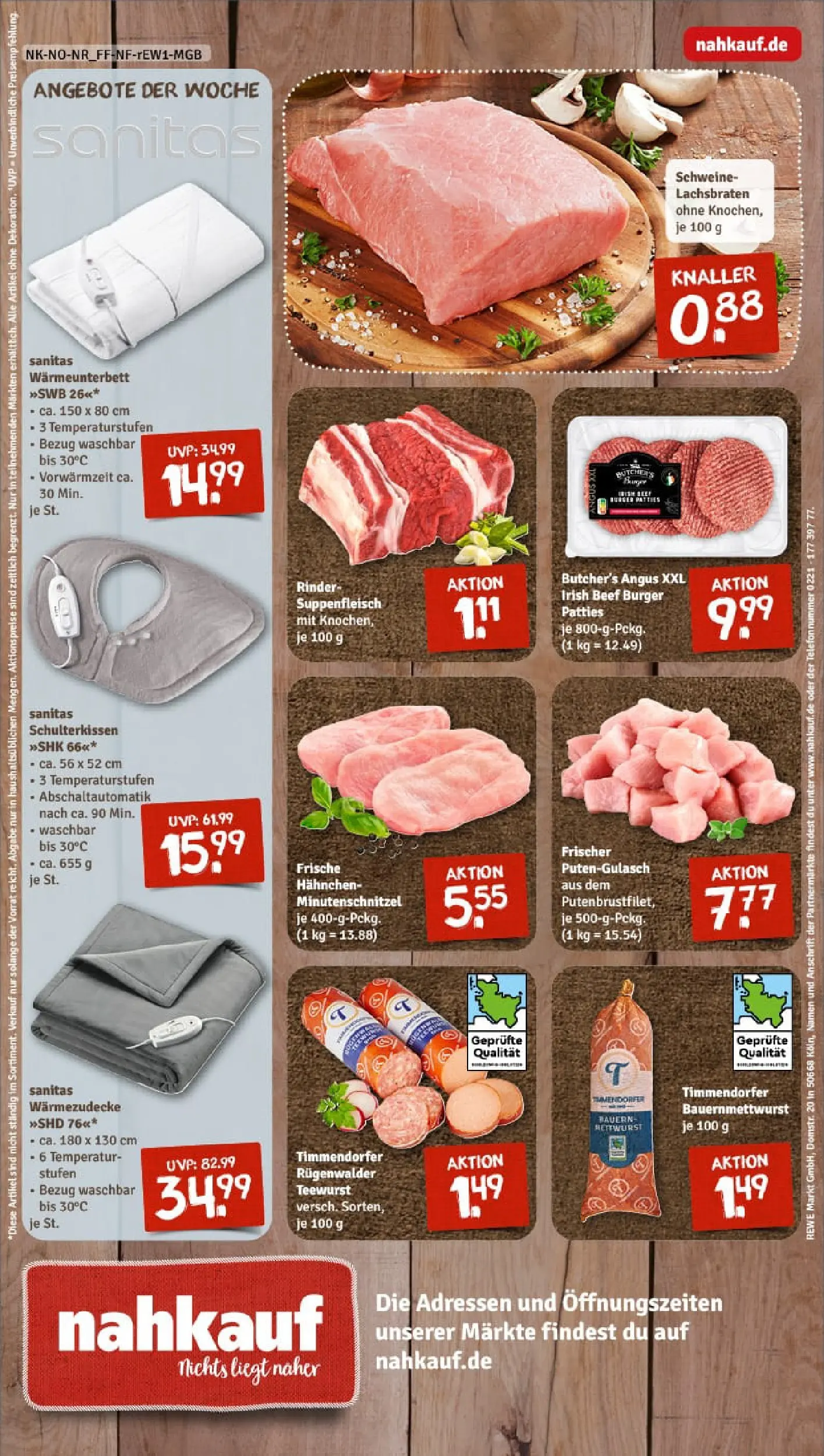 REWE Prospekt ab 17.11.2025 zum Blättern » Angebote | Seite: 12 | Produkte: Hahnchen, Burger, Suppenfleisch, Steak