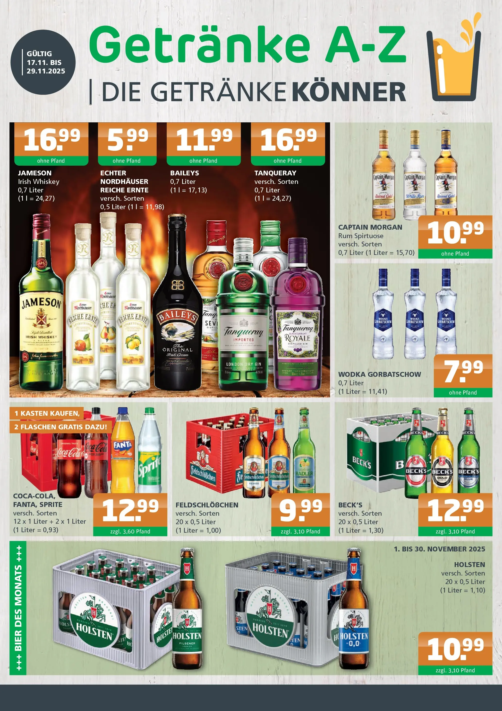 Entdecke - Getränke A-Z: Getränkeangebote (ab 16.11.2025) zum Blättern | Seite: 1 | Produkte: Rum, Radler, Captain morgan, Whiskey