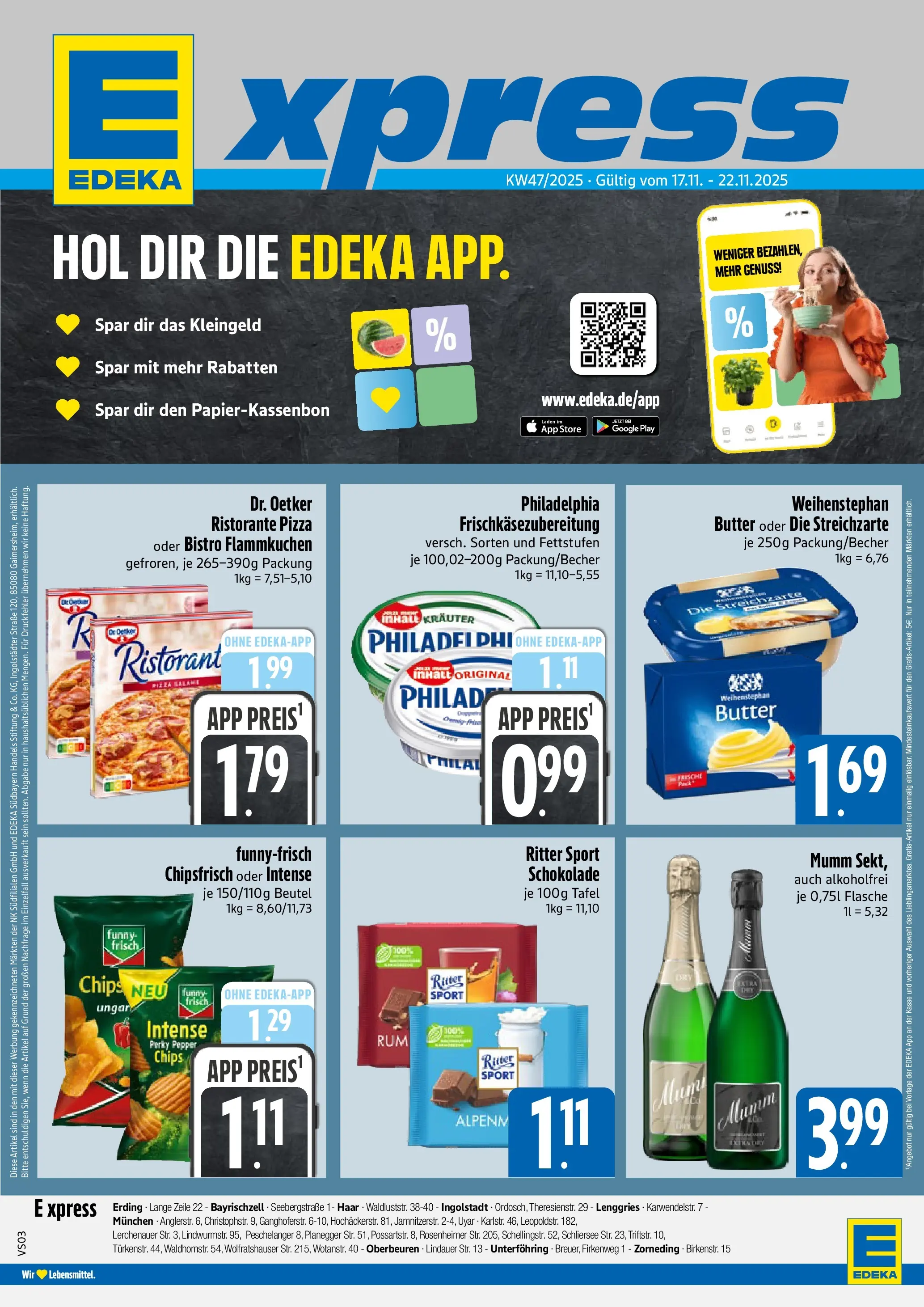 Edeka prospekt München	 (ab 16.11.2025) » Angebote Online | Seite: 1 | Produkte: Ritter sport, Funny frisch, Weihenstephan butter, Chips