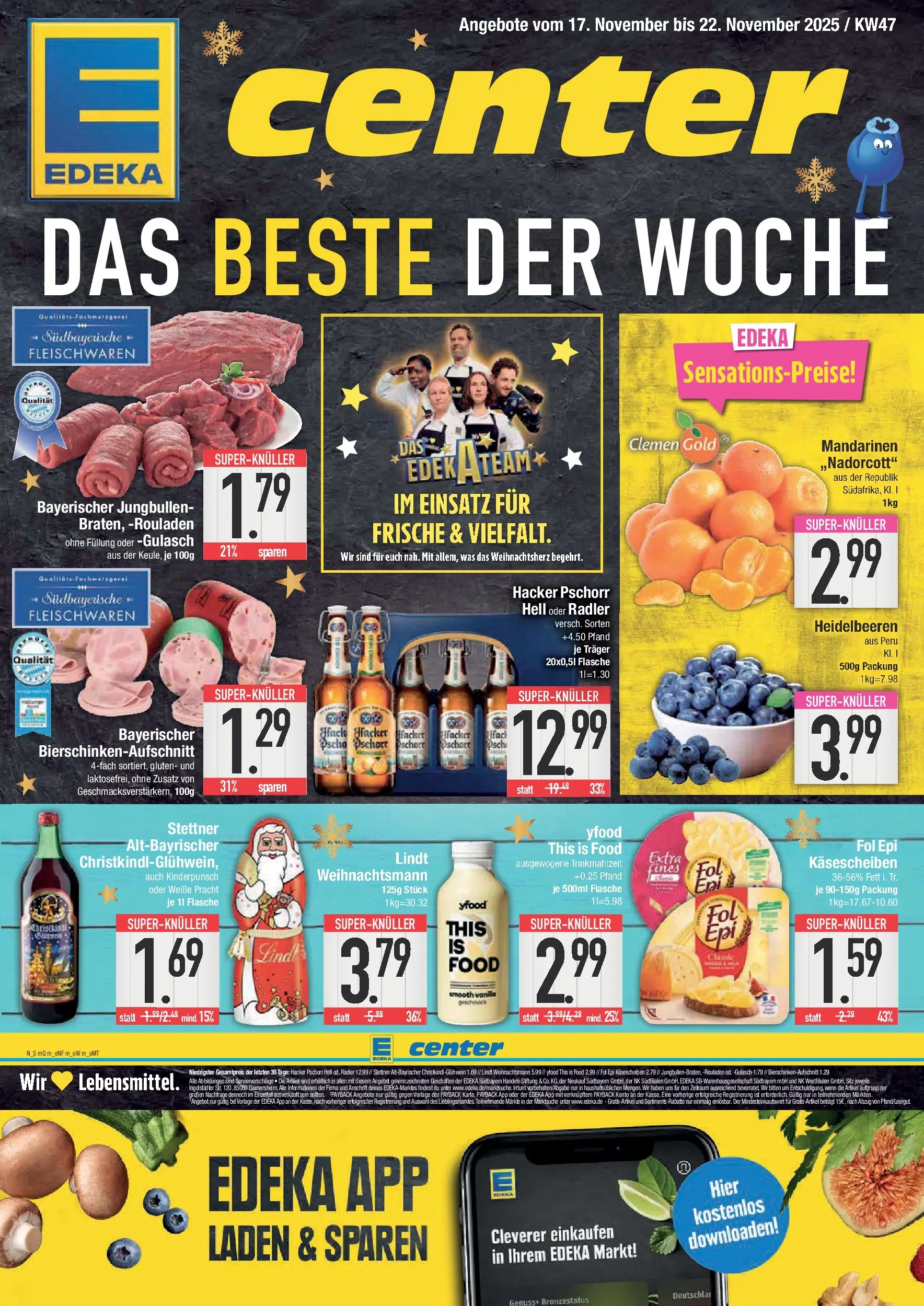 Edeka prospekt Hengersberg	 (ab 17.11.2025) » Angebote Online | Seite: 1 | Produkte: Mandarinen, Gulasch, Jacke, Lindt
