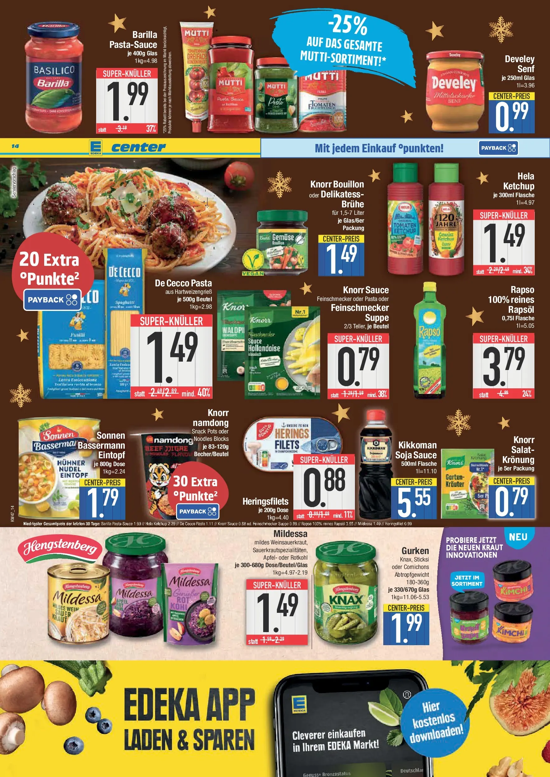 Edeka prospekt Hengersberg	 (ab 17.11.2025) » Angebote Online | Seite: 14 | Produkte: Barilla, Rapsöl, Äpfel, Salat