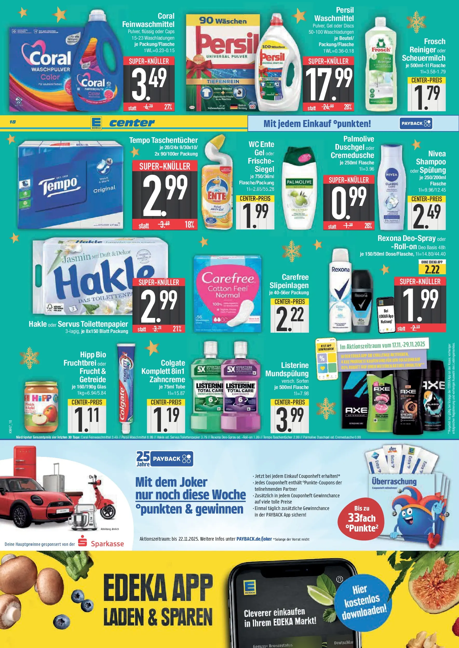 Edeka prospekt Hengersberg	 (ab 17.11.2025) » Angebote Online | Seite: 18 | Produkte: Coral, Waschmittel, Axe, Persil