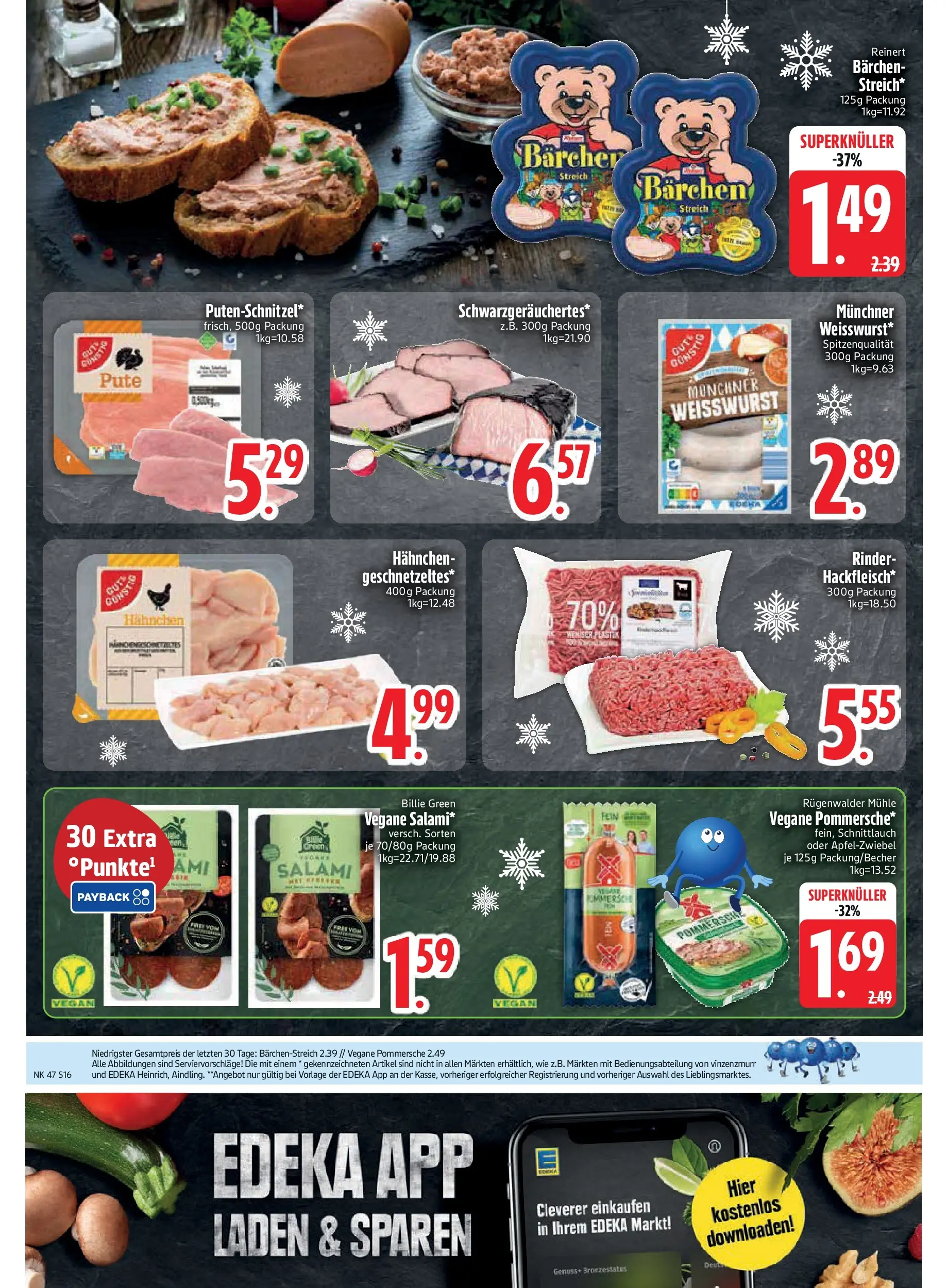 Edeka prospekt Rötz	 (ab 16.11.2025) » Angebote Online | Seite: 16 | Produkte: Pute, Hahnchen, Weißwurst, Salami