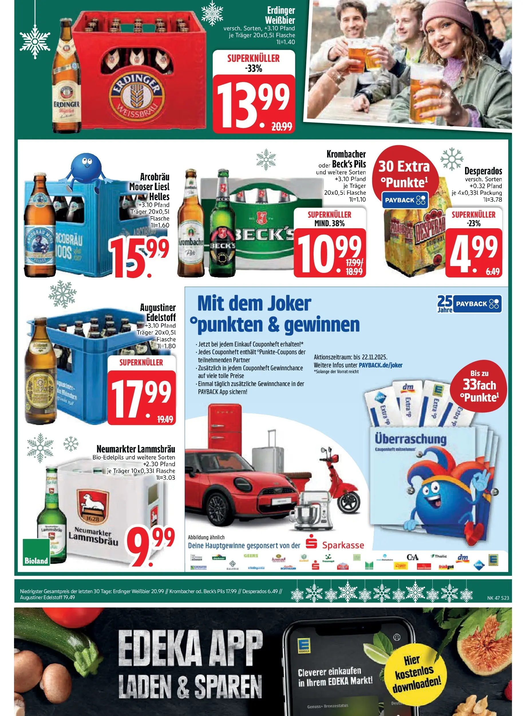 Edeka prospekt Rötz	 (ab 16.11.2025) » Angebote Online | Seite: 23 | Produkte: Erdinger, Pils, Desperados, Krombacher