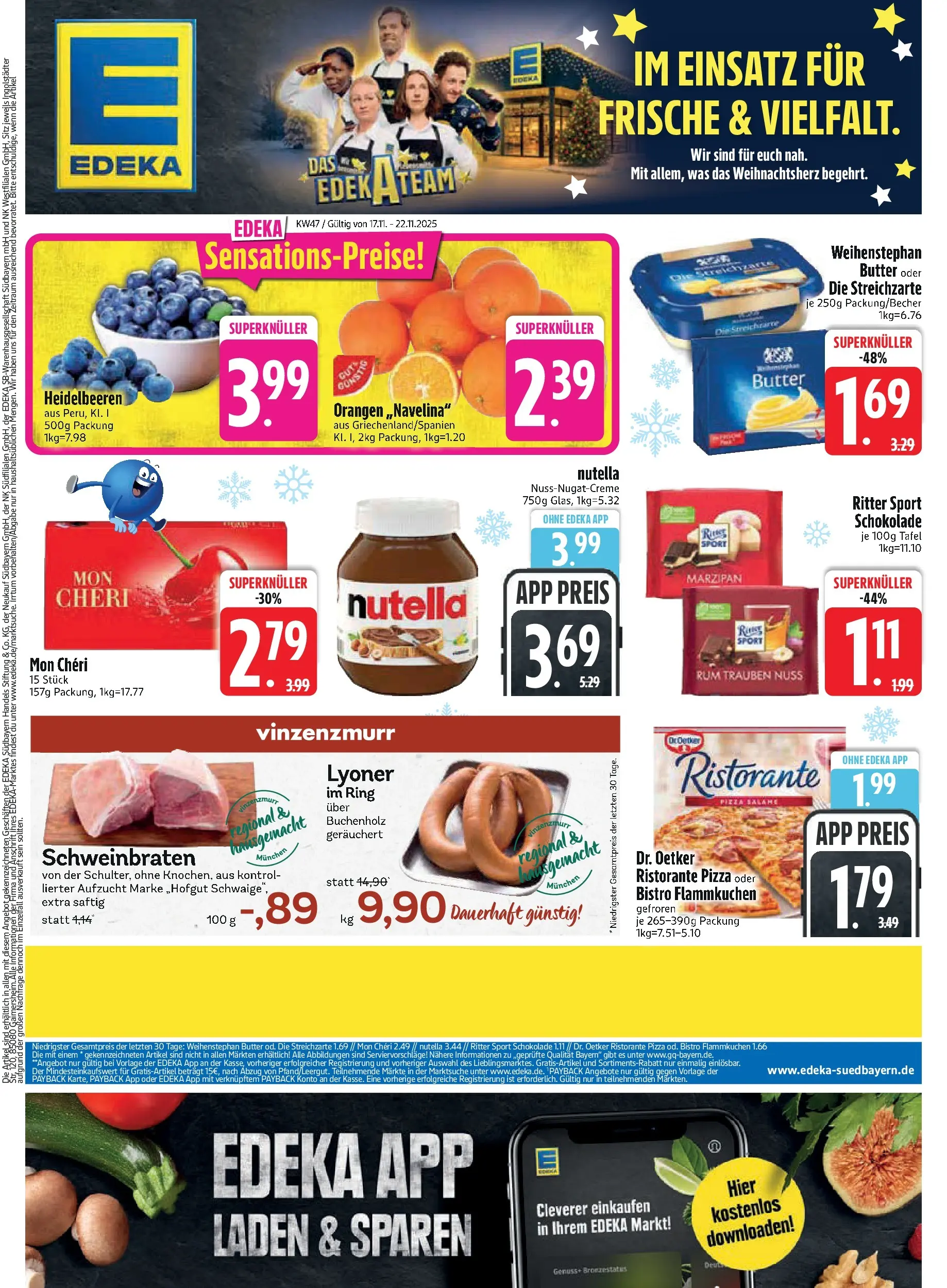 Edeka prospekt Murnau	 (ab 17.11.2025) » Angebote Online | Seite: 1 | Produkte: Trauben, Nutella, Heidelbeeren, Pizza
