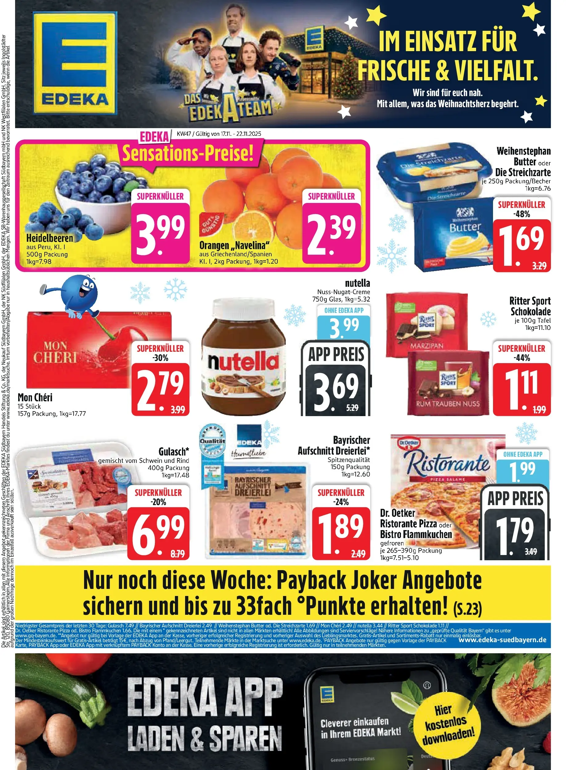 Edeka prospekt Bodenwöhr	 (ab 17.11.2025) » Angebote Online | Seite: 1 | Produkte: Ristorante, Trauben, Nutella, Mon cheri