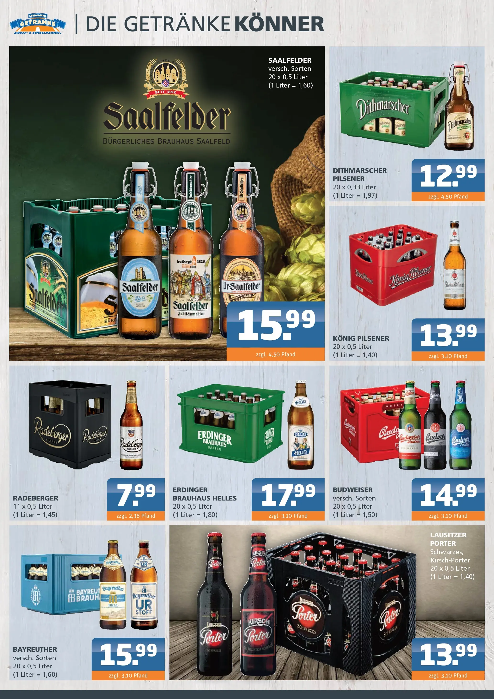 Entdecke - Getränke Lehmann: Getränkeangebote (ab 16.11.2025) zum Blättern | Seite: 2 | Produkte: Bayreuther hell, Konig pilsener, Erdinger, Budweiser