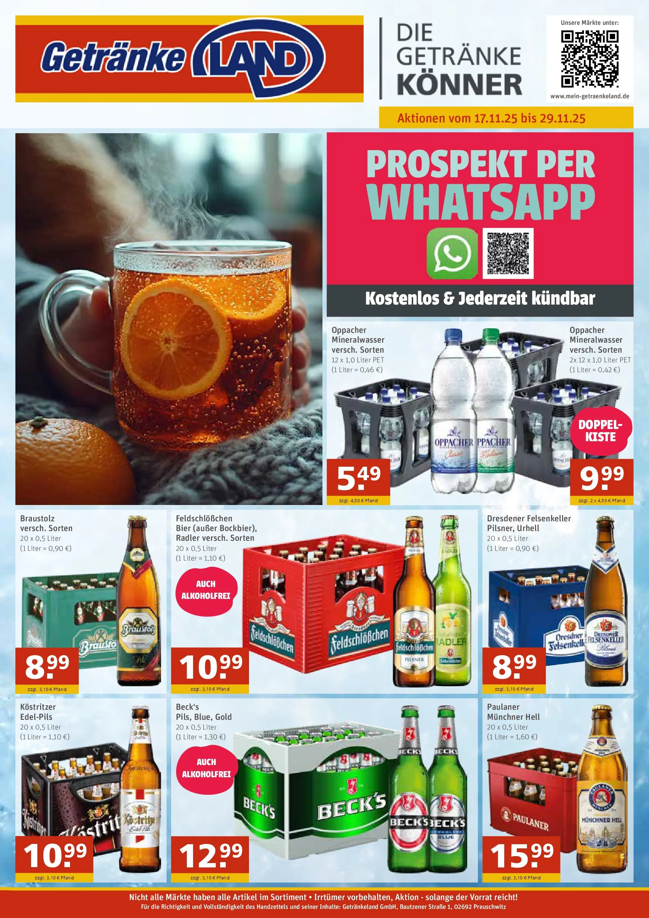 Entdecke - GetränkeLand Mayer: Getränkeangebote (ab 16.11.2025) zum Blättern | Seite: 1 | Produkte: Kostritzer, Bier, Mineralwasser, Paulaner