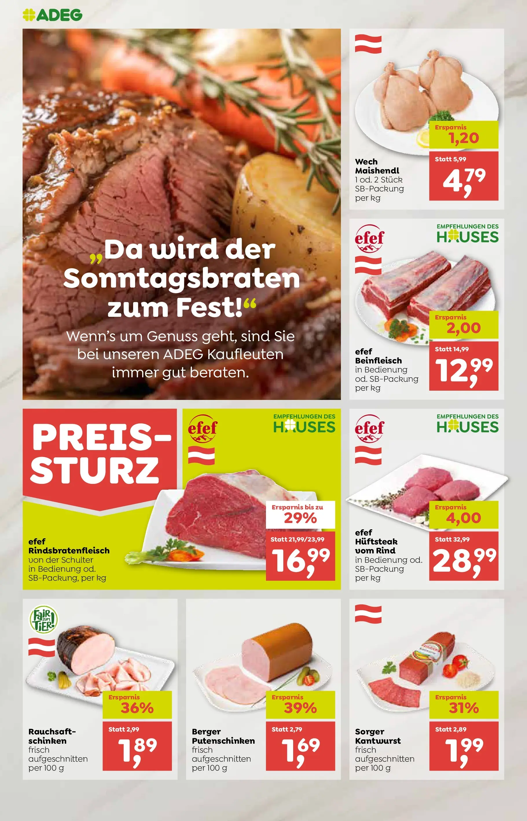 ADEG Weissenbach von 19.11.2025 - Aktuelle Angebote | Seite: 4 | Produkte: Schinken