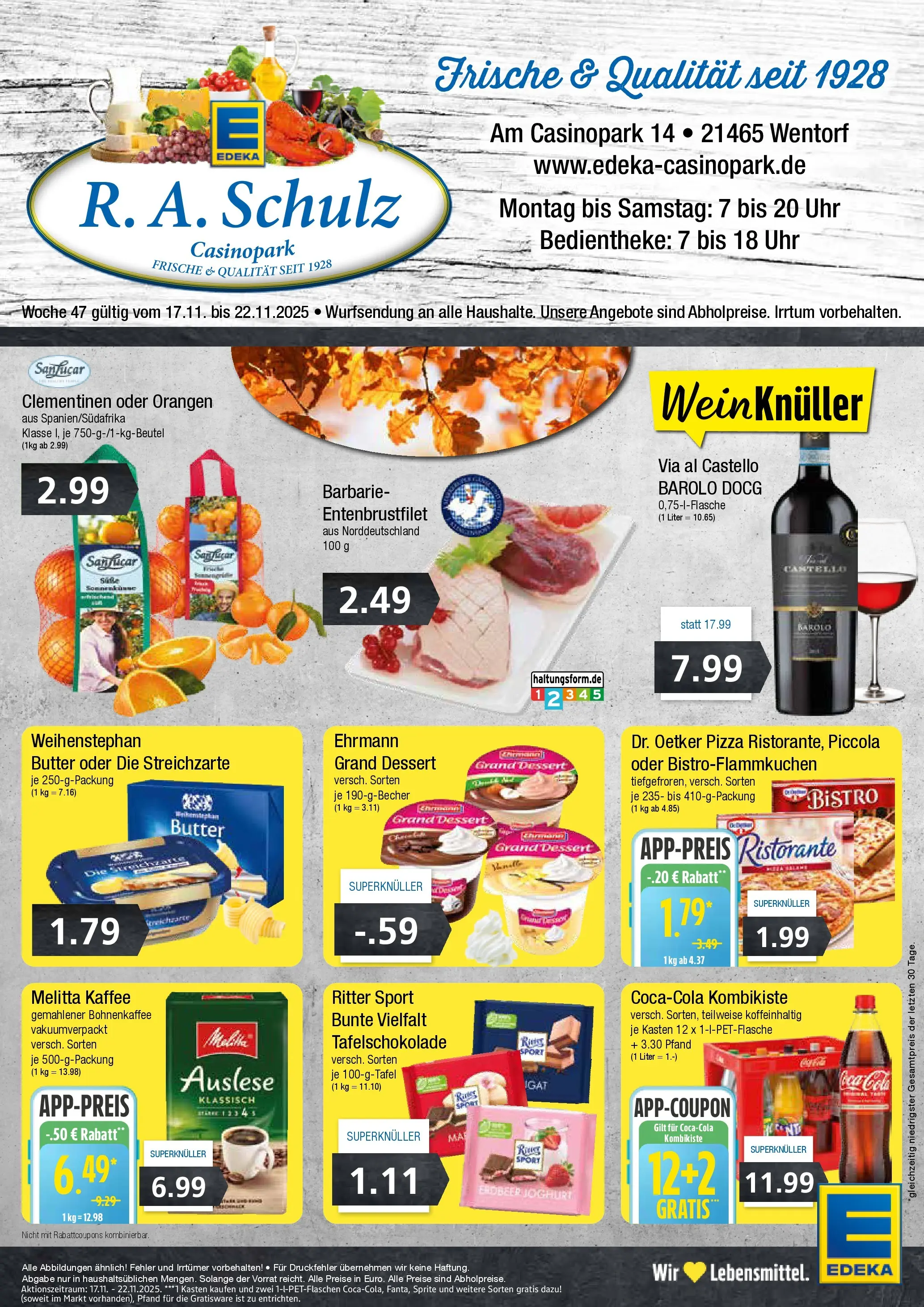 Edeka prospekt Wentorf	 (ab 17.11.2025) » Angebote Online | Seite: 1 | Produkte: Ristorante, Cola, Butter, Kaffee