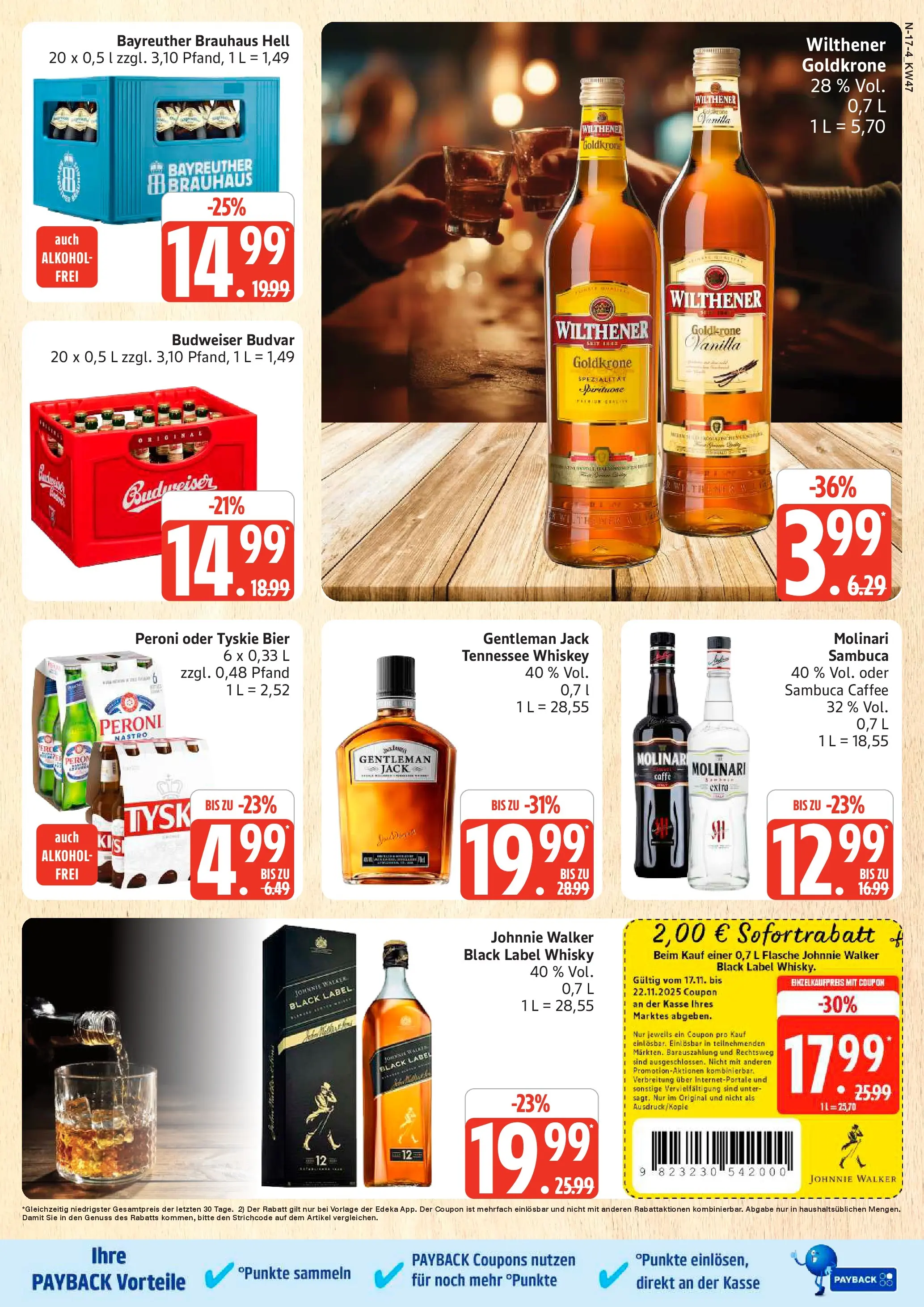 Marktkauf - Marktkauf: Wochenangebote (ab 17.11.2025) » Angebote online | Seite: 17 | Produkte: Whisky, Bier, Sambuca, Whiskey