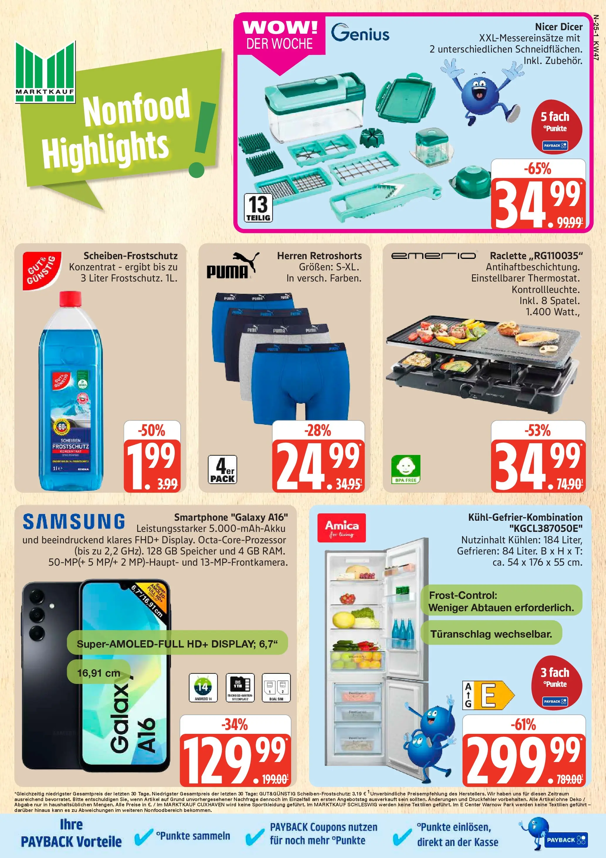 Marktkauf - Marktkauf: Wochenangebote (ab 16.11.2025) » Angebote online | Seite: 25 | Produkte: Samsung, Kühlgefrierkombination, Raclette, Smartphone