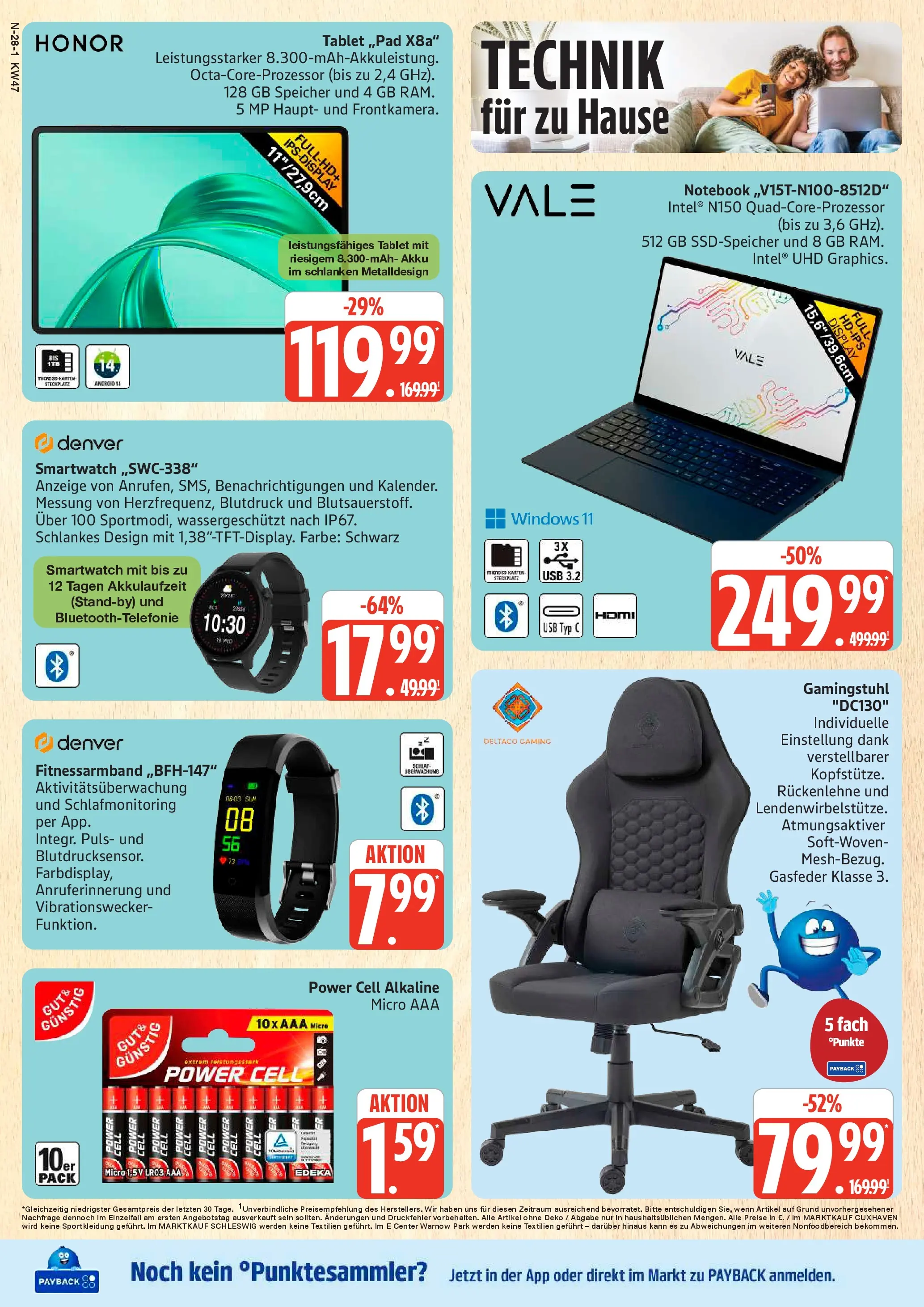 Marktkauf - Marktkauf: Wochenangebote (ab 16.11.2025) » Angebote online | Seite: 28 | Produkte: Smartwatch, Gamingstuhl, Notebook, Tablet