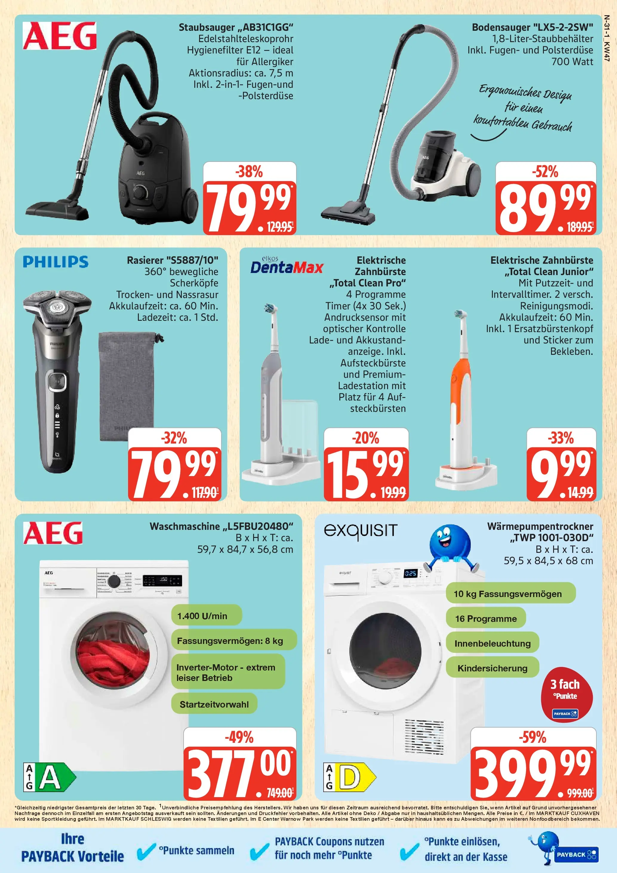 Marktkauf - Marktkauf: Wochenangebote (ab 16.11.2025) » Angebote online | Seite: 31 | Produkte: Staubsauger, Rasierer, Waschmaschine, Zahnbürste