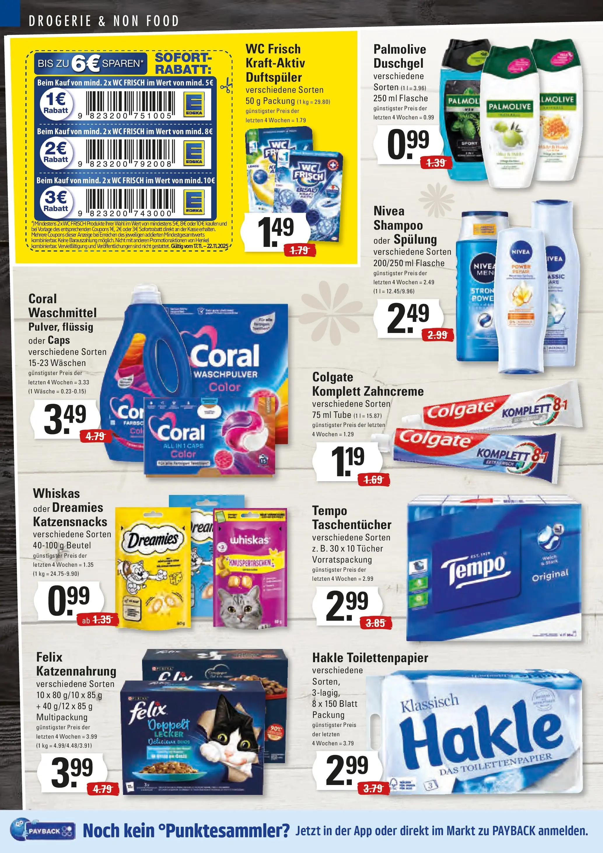 Edeka prospekt Stade	 (ab 17.11.2025) » Angebote Online | Seite: 16 | Produkte: Coral, Wc frisch, Tempo, Whiskas