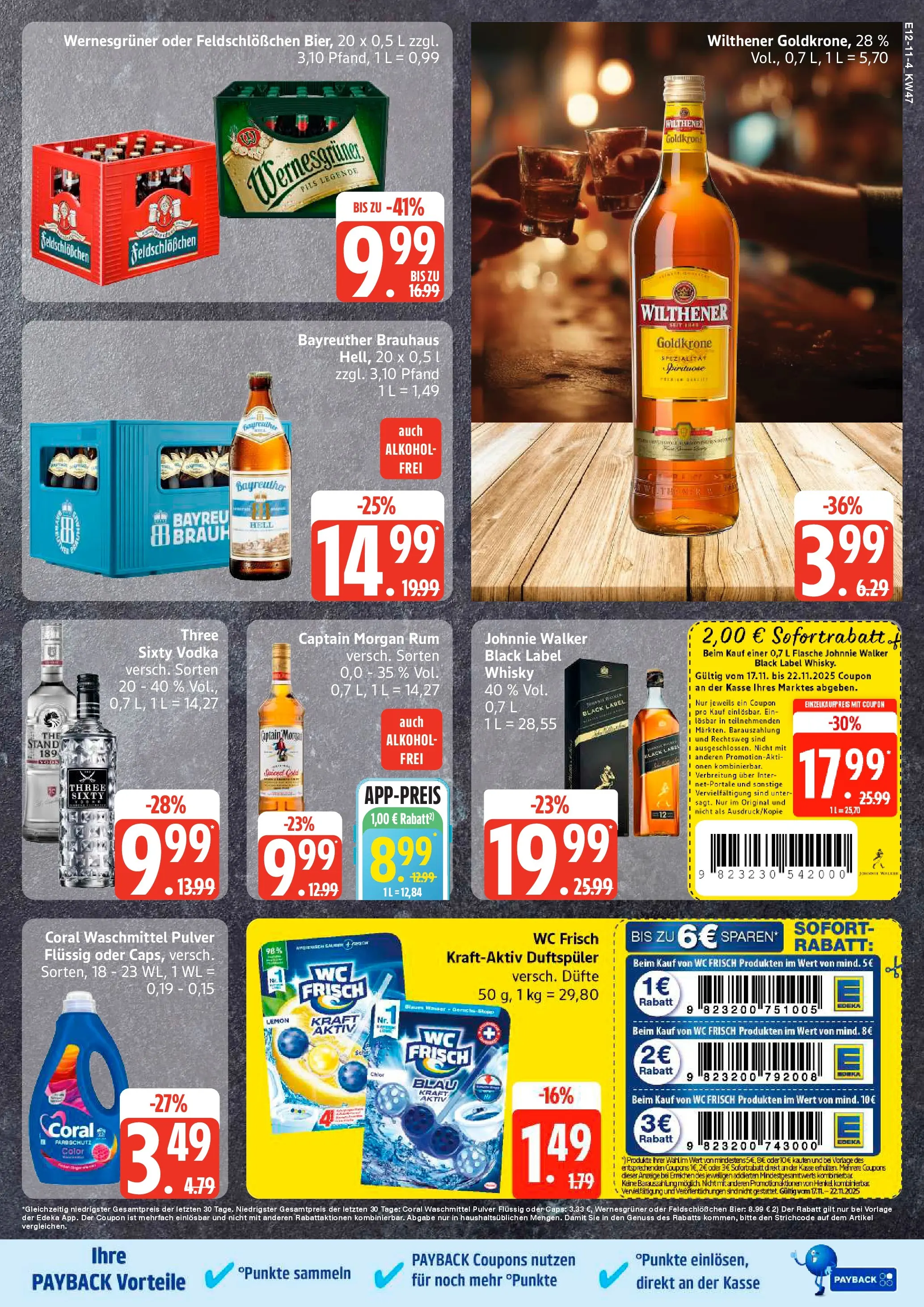 Edeka prospekt Rostock-Gehlsdorf	 (ab 17.11.2025) » Angebote Online | Seite: 17 | Produkte: Whisky, Waschmittel, Wc frisch, Captain morgan