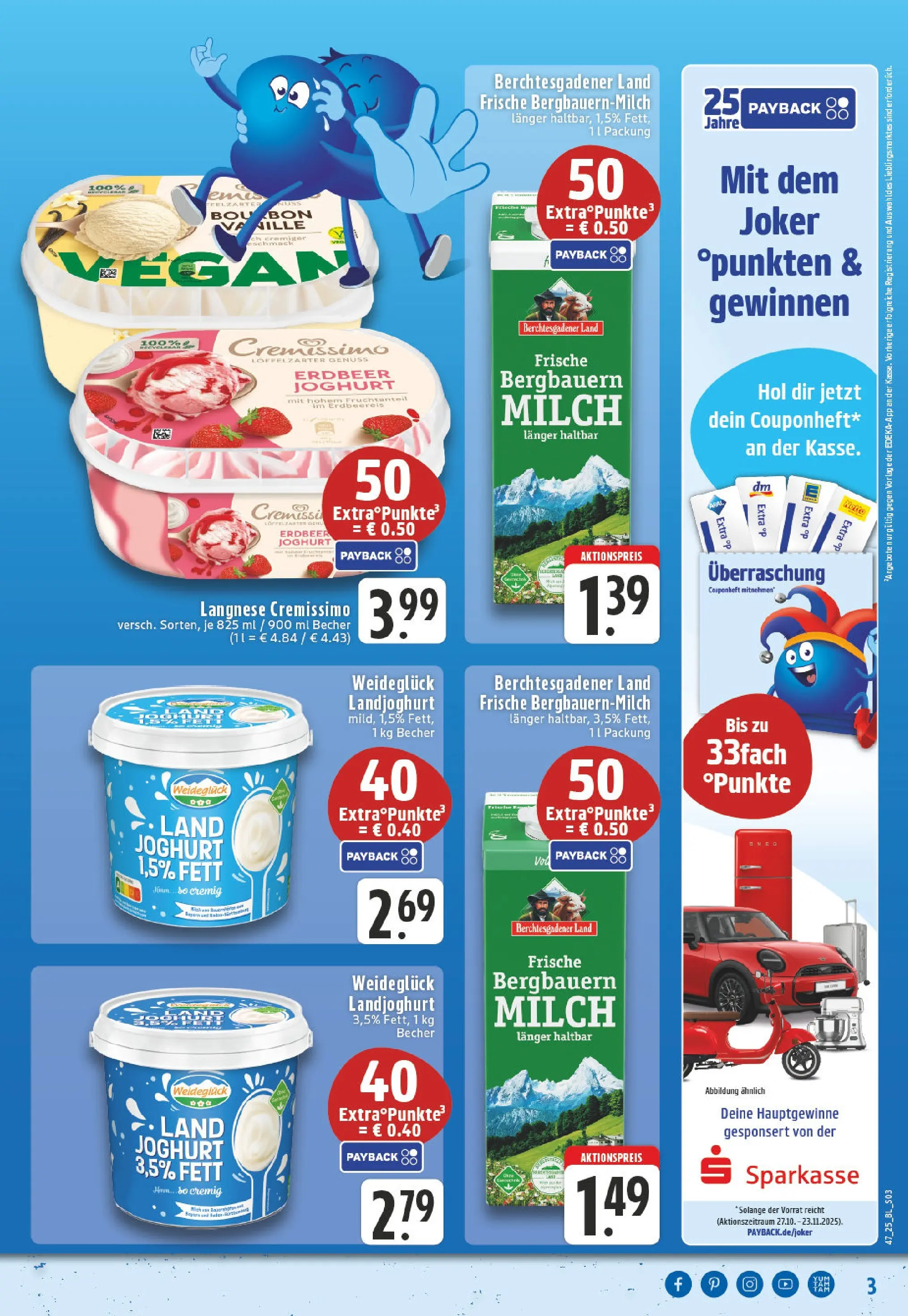 Edeka prospekt Essen	 (ab 17.11.2025) » Angebote Online | Seite: 3 | Produkte: Langnese, Langnese cremissimo, Cremissimo, Joghurt
