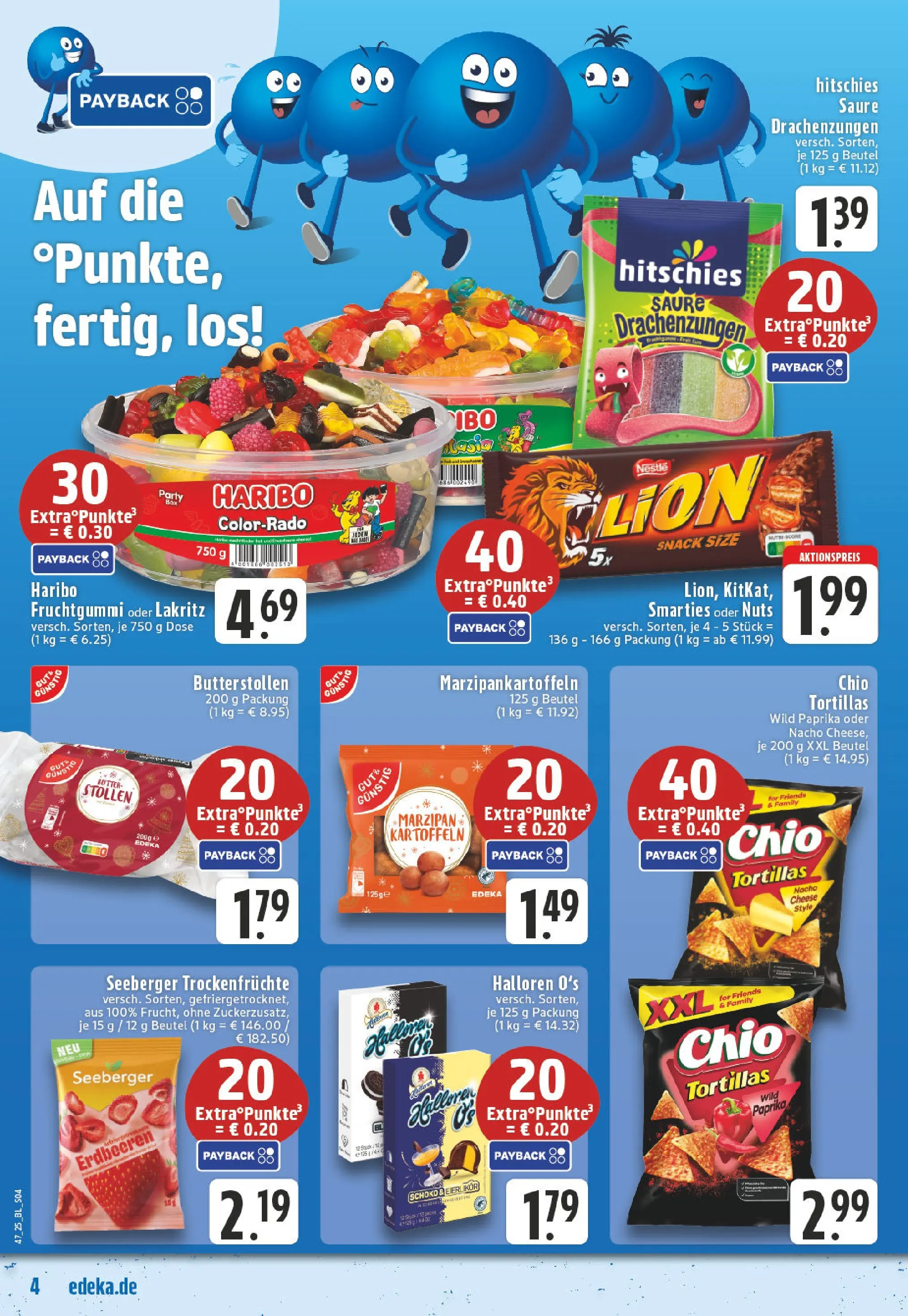 Edeka prospekt Essen	 (ab 17.11.2025) » Angebote Online | Seite: 4 | Produkte: Smarties, Chio tortillas, Erdbeeren, Chips