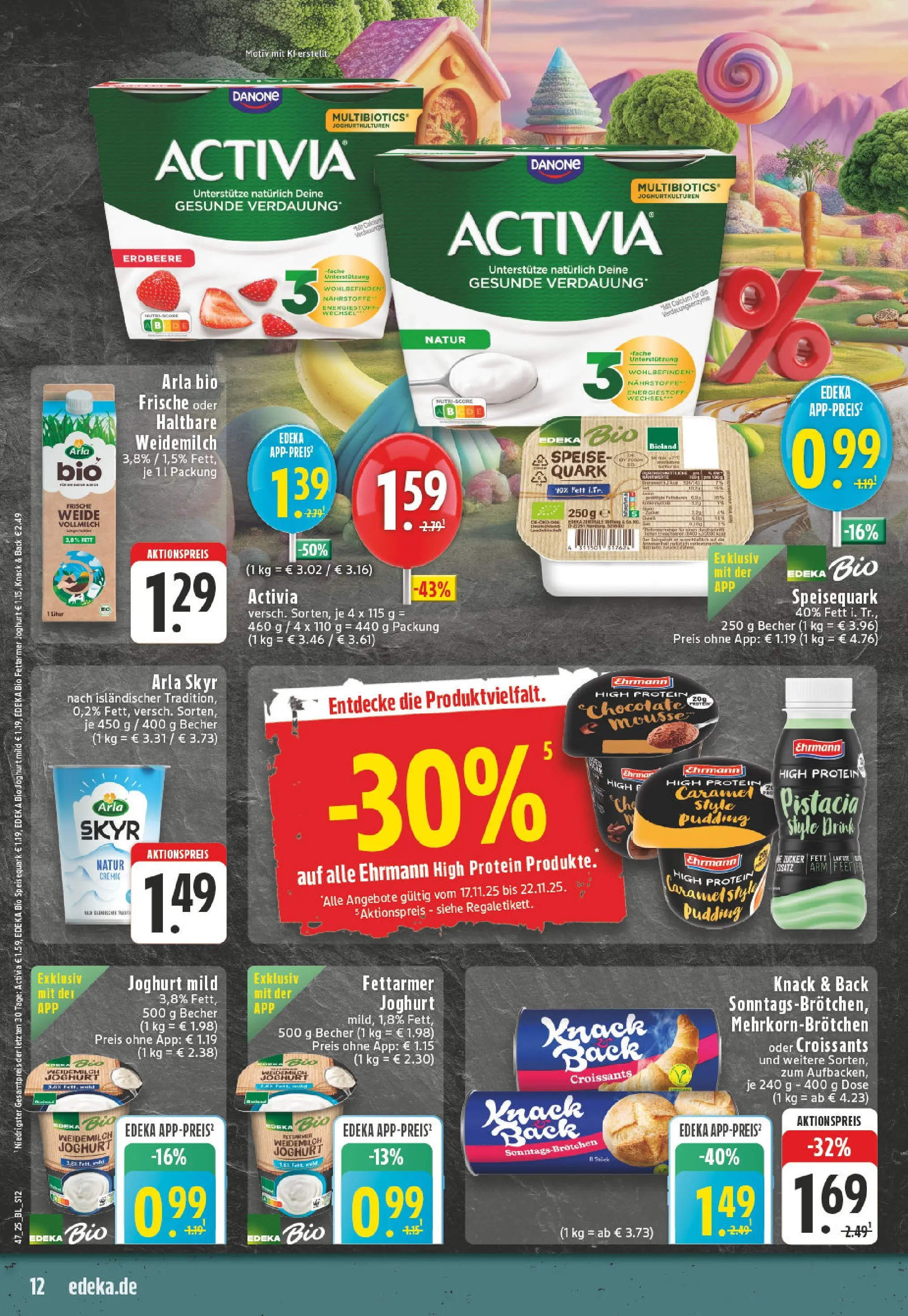 Edeka prospekt Essen	 (ab 17.11.2025) » Angebote Online | Seite: 12 | Produkte: Activia, Quark, Joghurt, Skyr