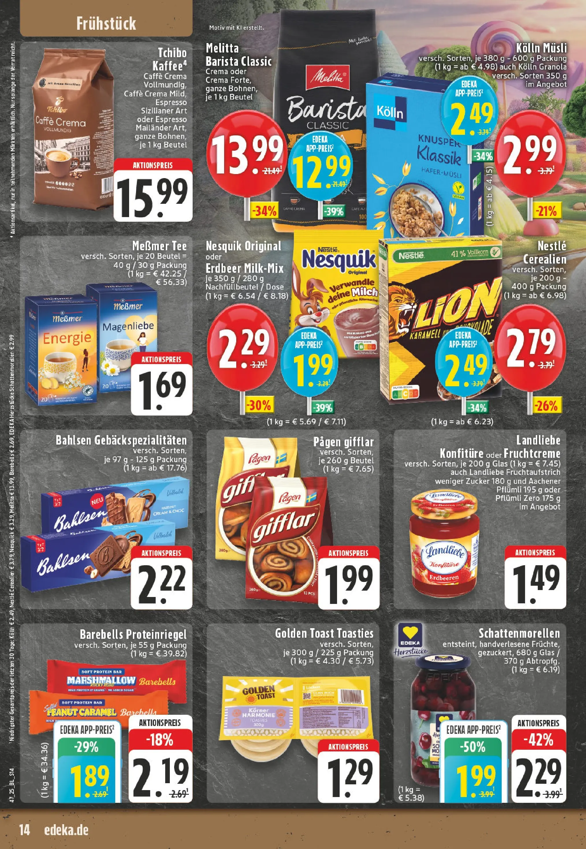 Edeka prospekt Essen	 (ab 17.11.2025) » Angebote Online | Seite: 14 | Produkte: Musli, Nesquik, Milch, Messmer