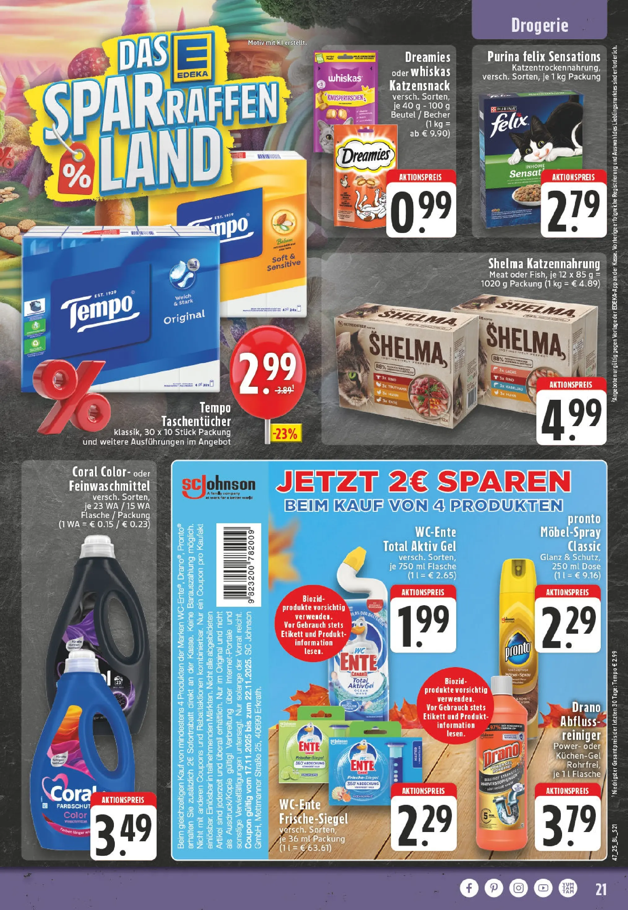 Edeka prospekt Essen	 (ab 17.11.2025) » Angebote Online | Seite: 21 | Produkte: Lachs, Tempo, Ente, Whiskas