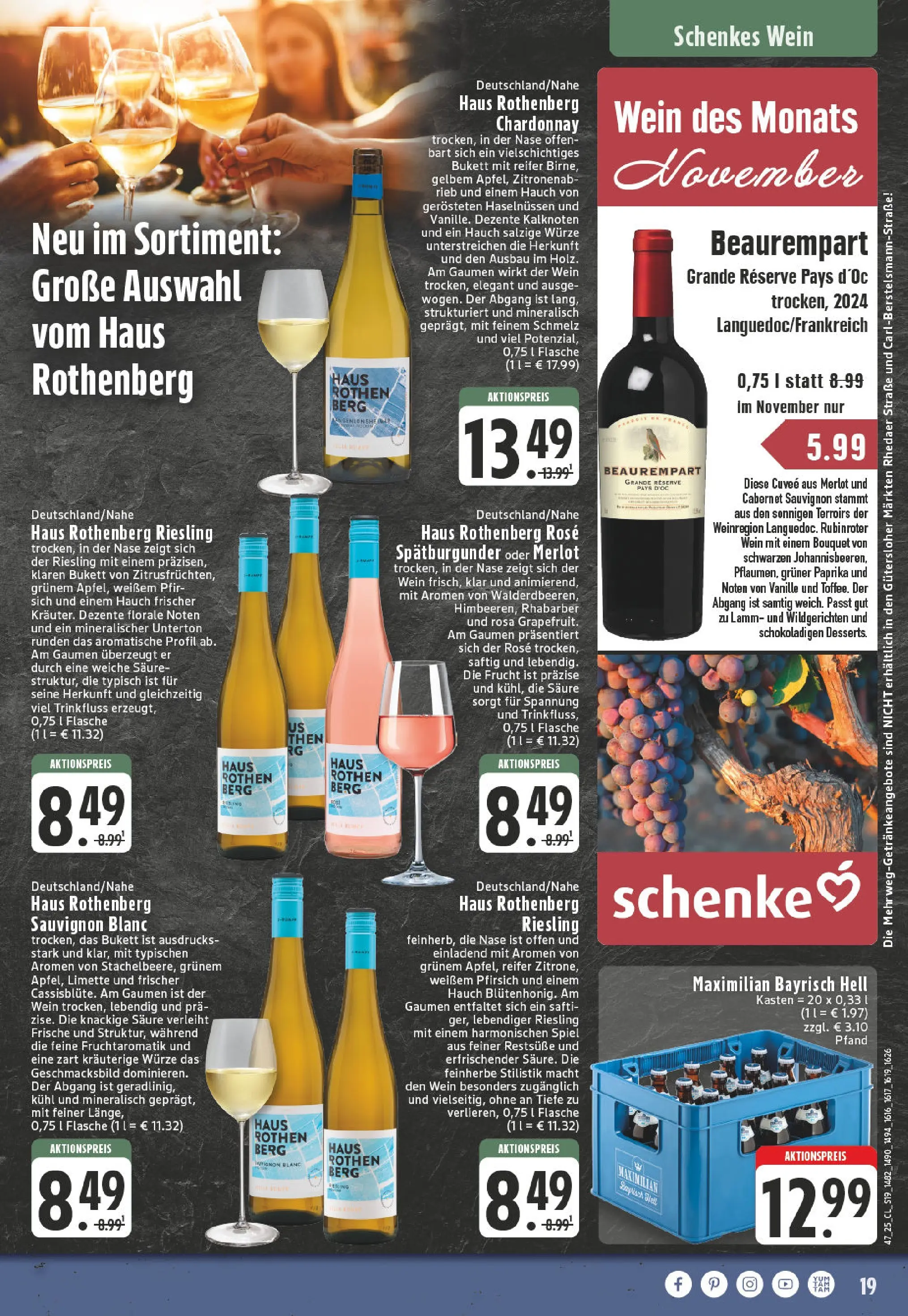 Edeka prospekt Guetersloh	 (ab 17.11.2025) » Angebote Online | Seite: 19 | Produkte: Merlot, Pfirsich, Wein, Rhabarber