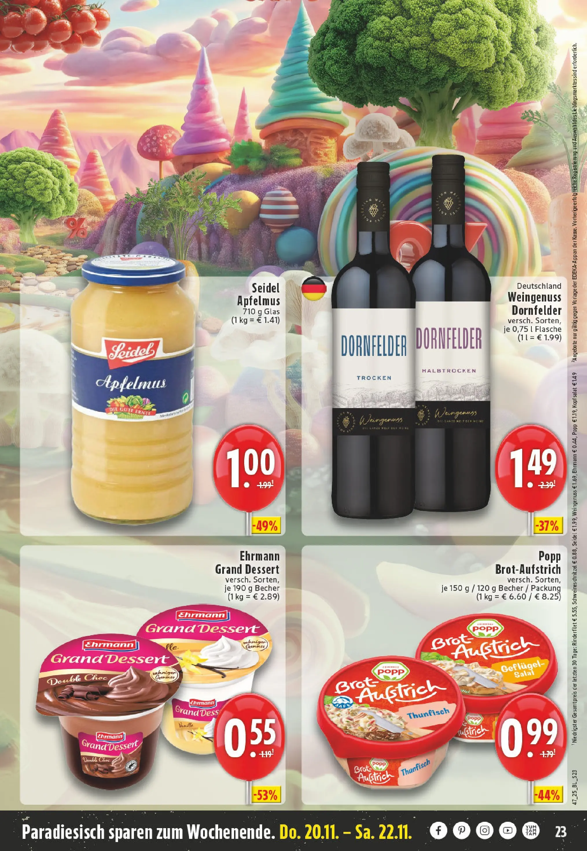 Edeka prospekt Essen	 (ab 17.11.2025) » Angebote Online | Seite: 23 | Produkte: Thunfisch, Ehrmann grand dessert, Rinderfilet, Salat