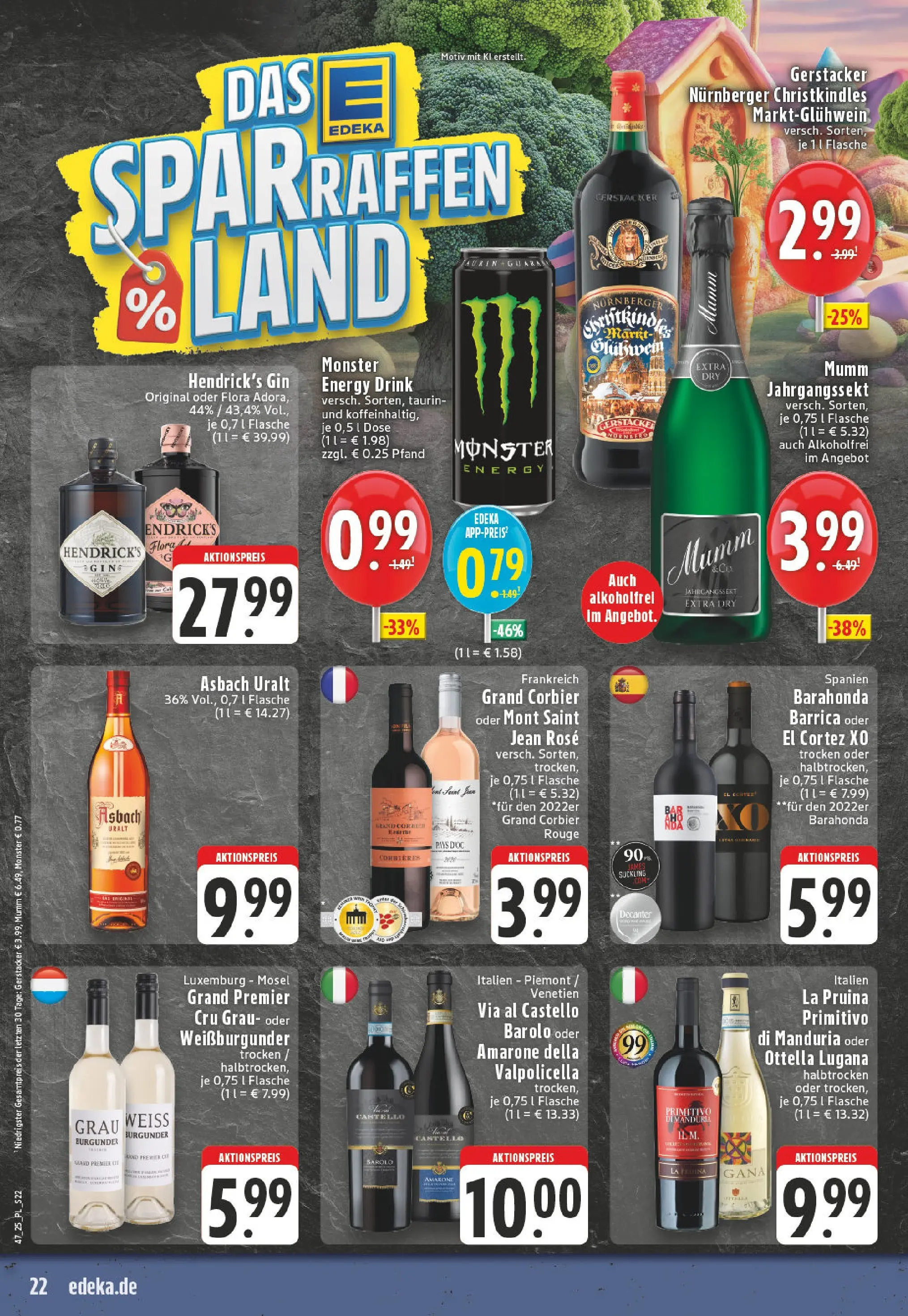 Edeka prospekt Lippstadt	 (ab 17.11.2025) » Angebote Online | Seite: 22 | Produkte: Energy, Rouge, Gin, Asbach