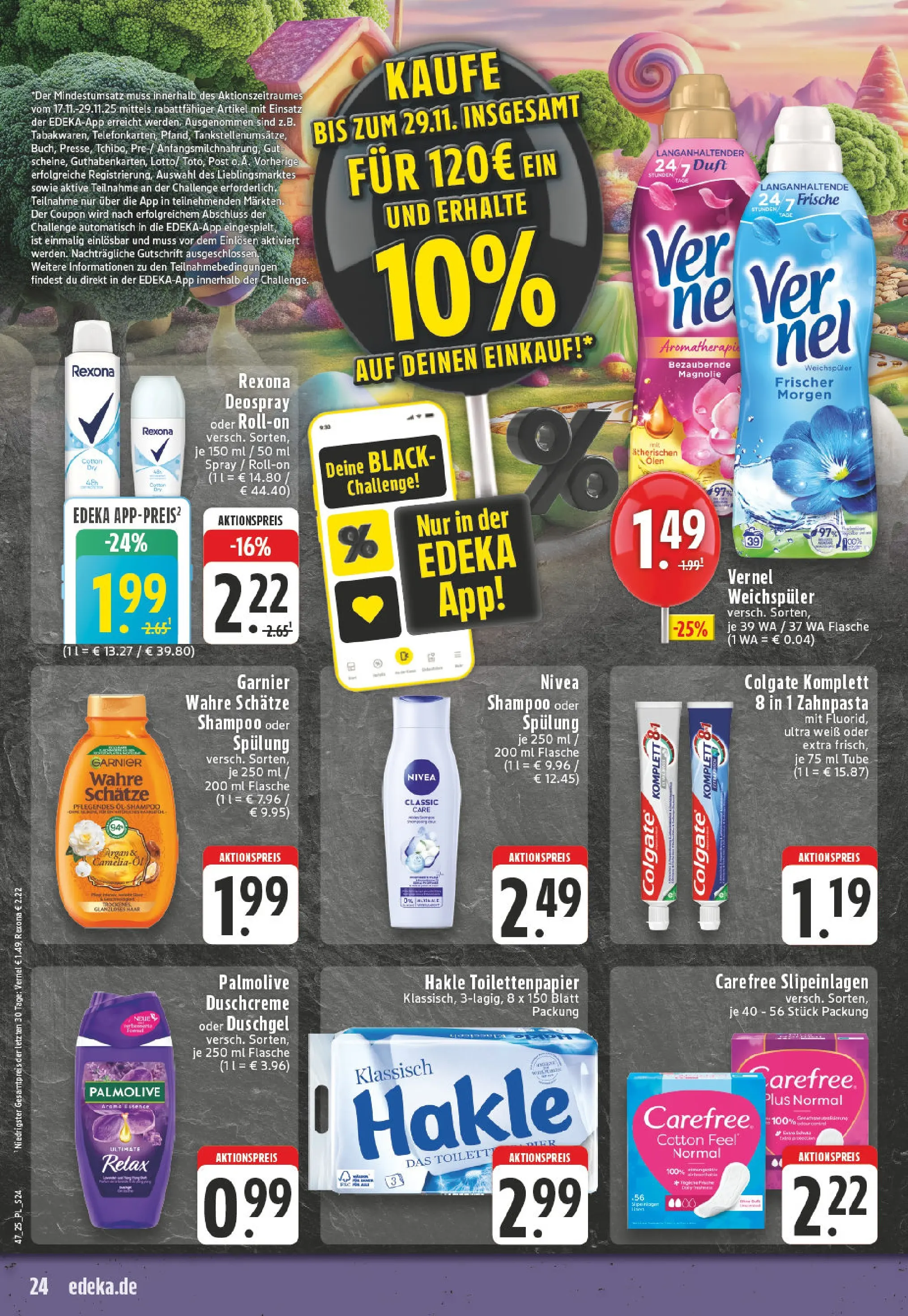 Edeka prospekt Lippstadt	 (ab 17.11.2025) » Angebote Online | Seite: 24 | Produkte: Spülung, Zahnpasta, Vernel, Toilettenpapier