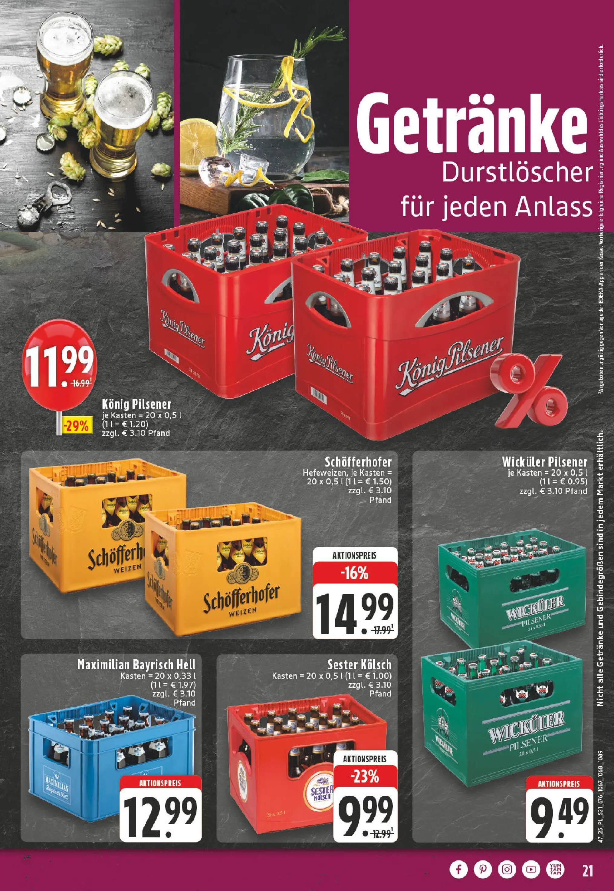 Edeka prospekt Linnich	 (ab 17.11.2025) » Angebote Online | Seite: 21 | Produkte: Durstloscher, Konig pilsener