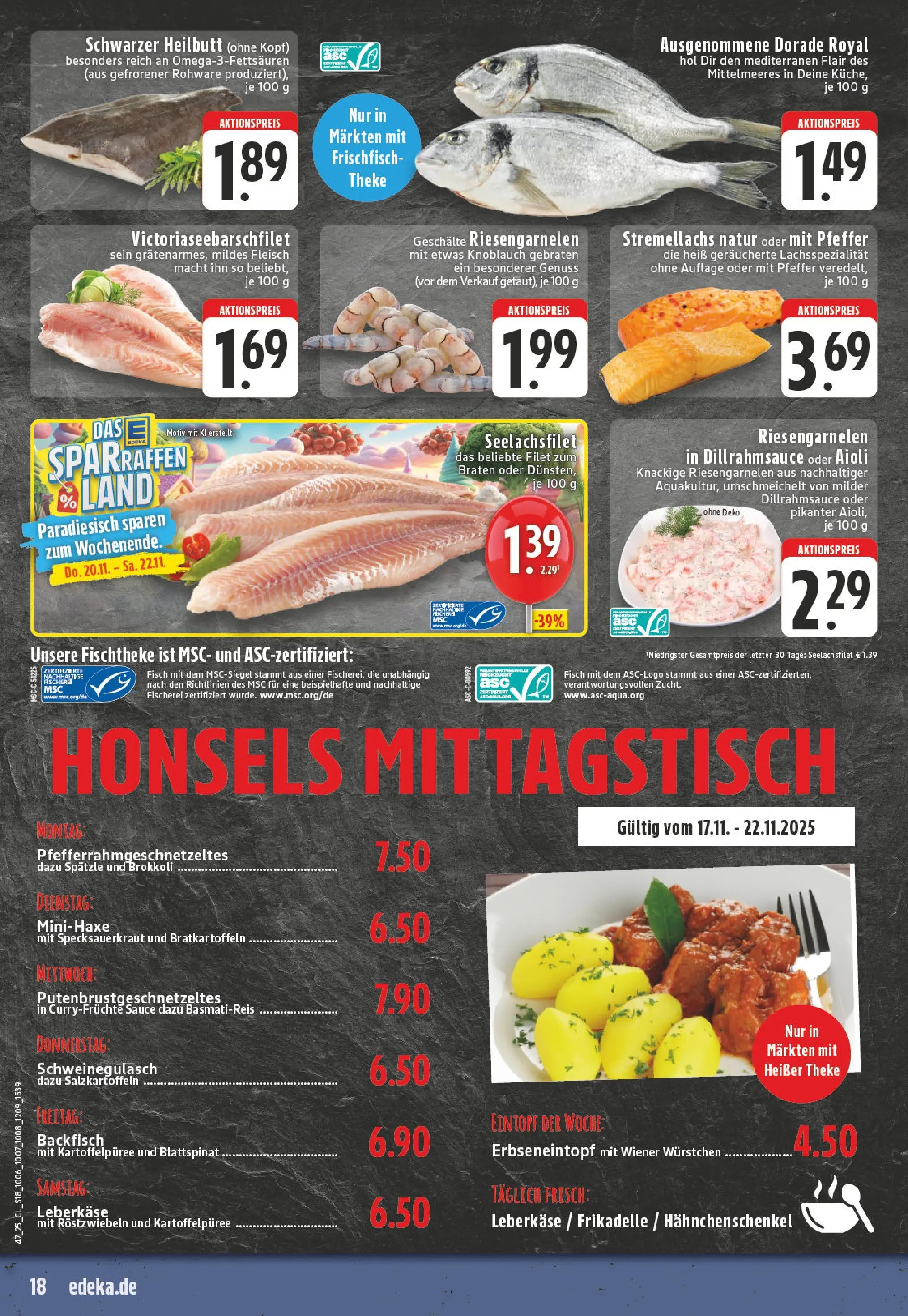 Edeka prospekt Dorsten	 (ab 17.11.2025) » Angebote Online | Seite: 18 | Produkte: Basmatireis, Hahnchenschenkel, Fisch, Brokkoli