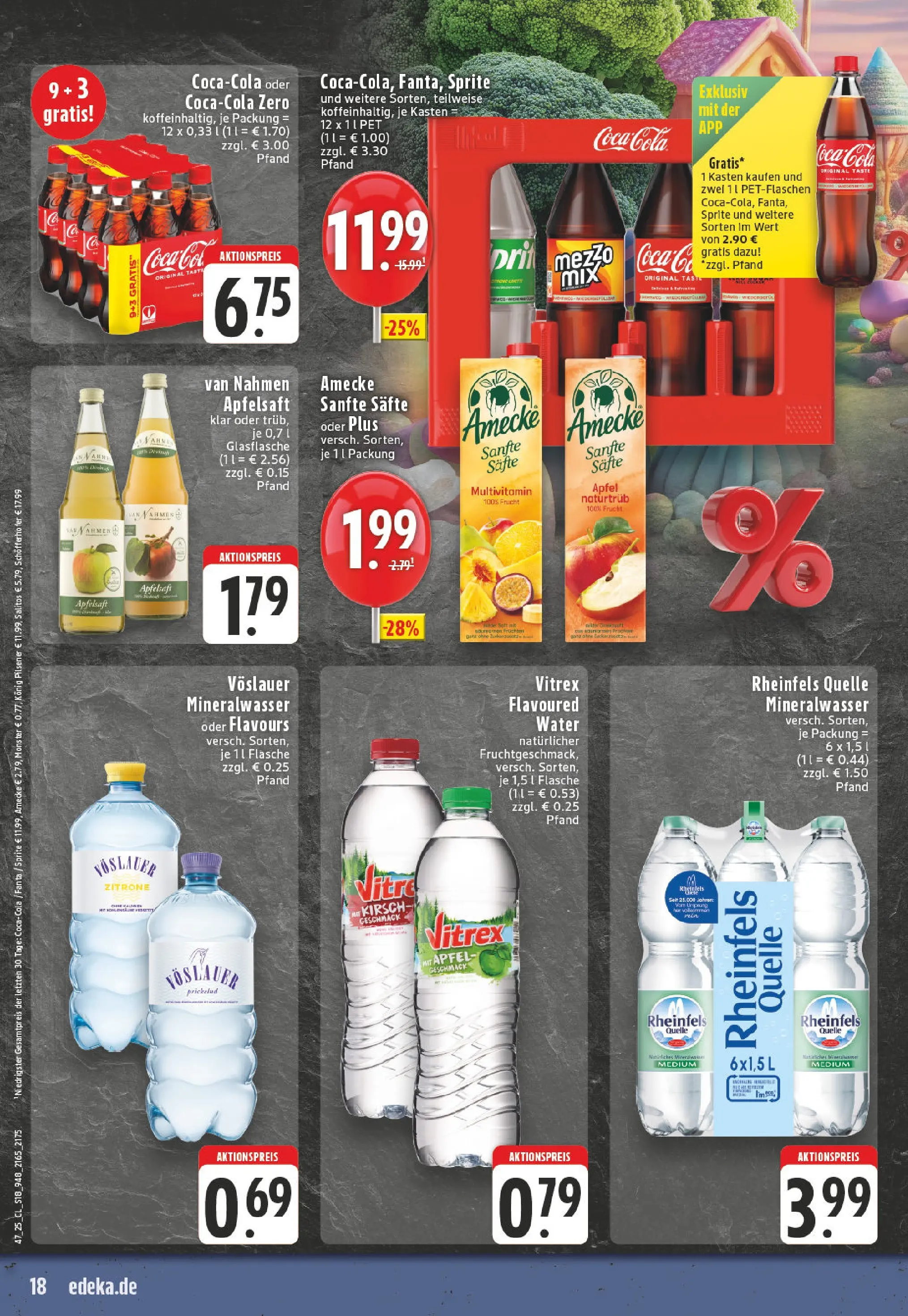 Edeka prospekt Monheim-Baumberg	 (ab 17.11.2025) » Angebote Online | Seite: 18 | Produkte: Fanta, Apfelsaft, Zitrone, Rheinfels quelle