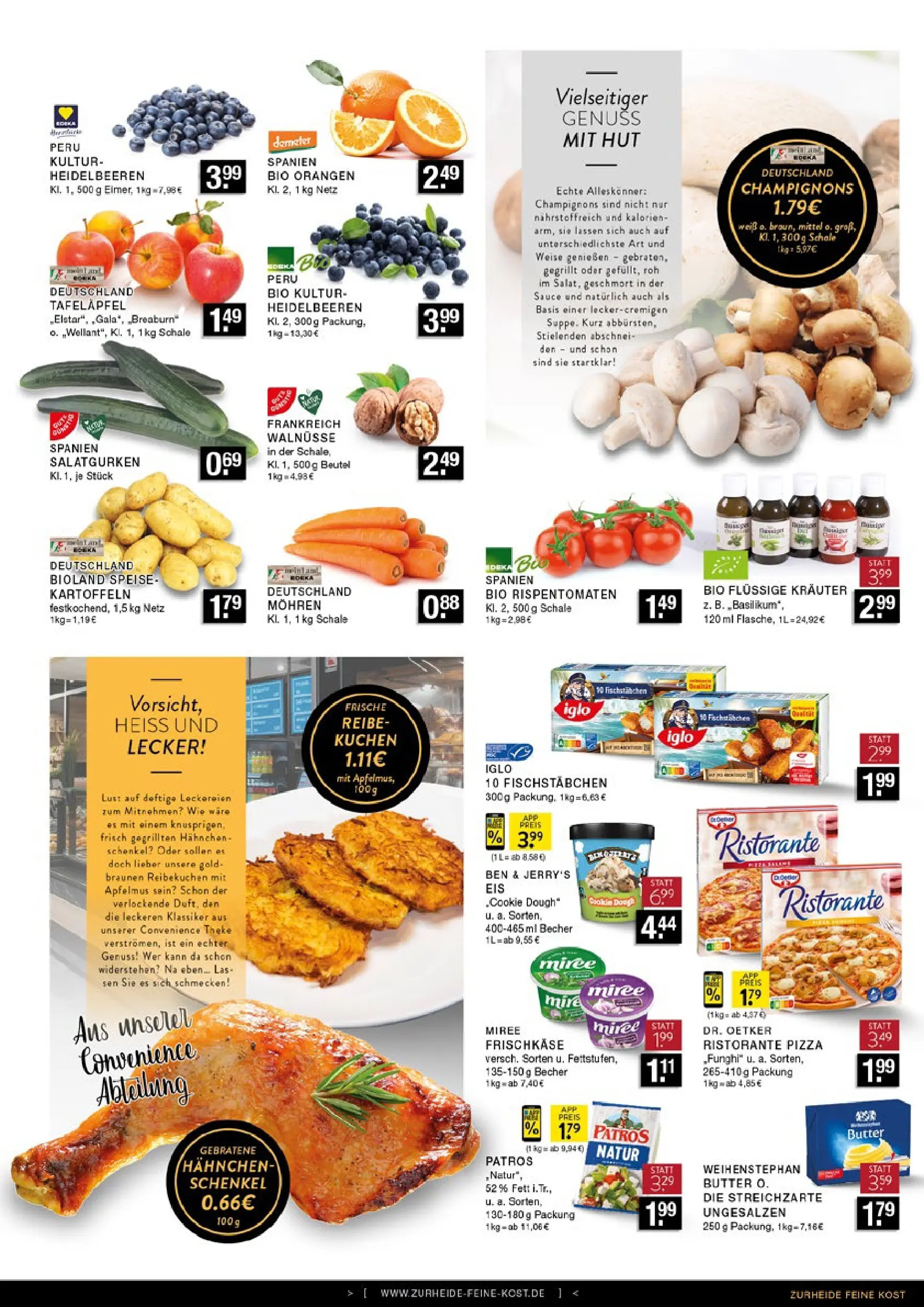 Edeka prospekt Oberhausen	 (ab 17.11.2025) » Angebote Online | Seite: 5 | Produkte: Hahnchen, Butter, Heidelbeeren, Fischstabchen