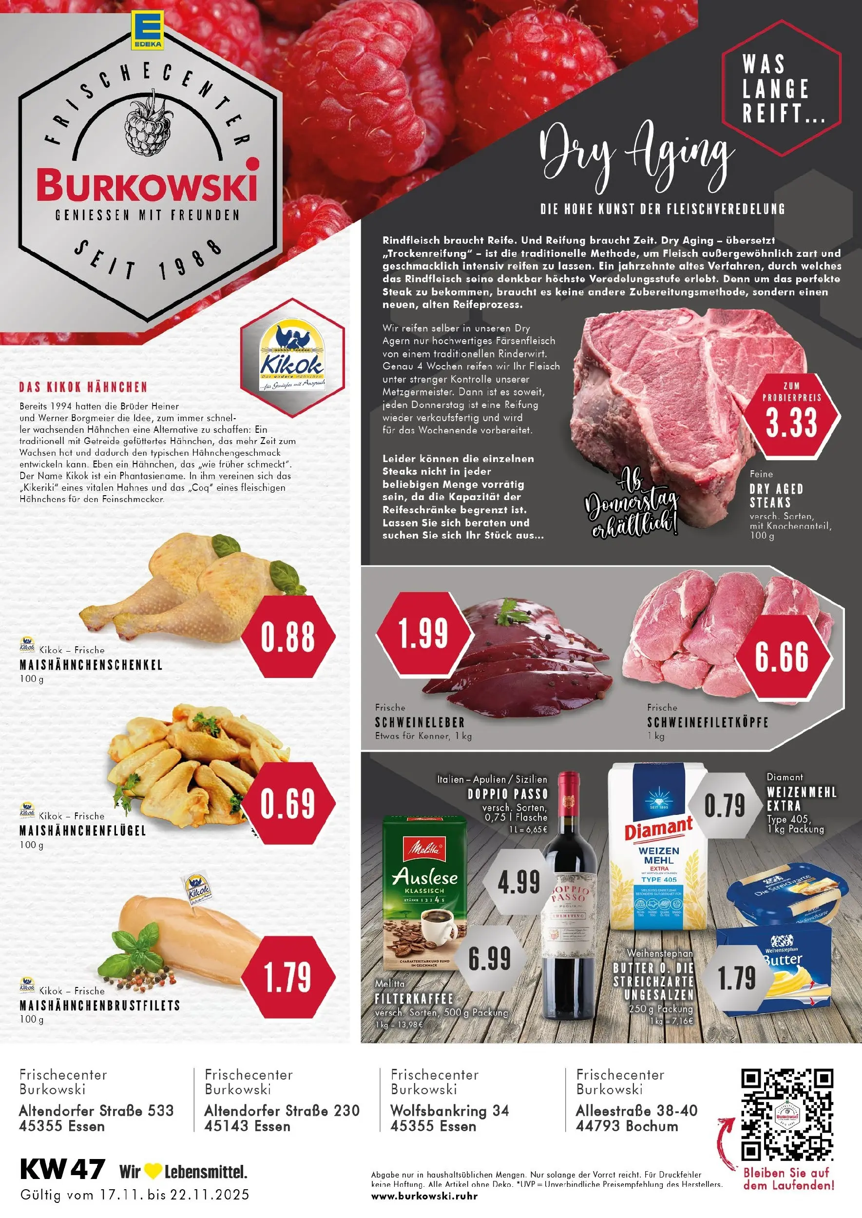 Edeka prospekt Essen	 (ab 17.11.2025) » Angebote Online | Seite: 1 | Produkte: Melitta, Hahnchen, Mehl, Butter