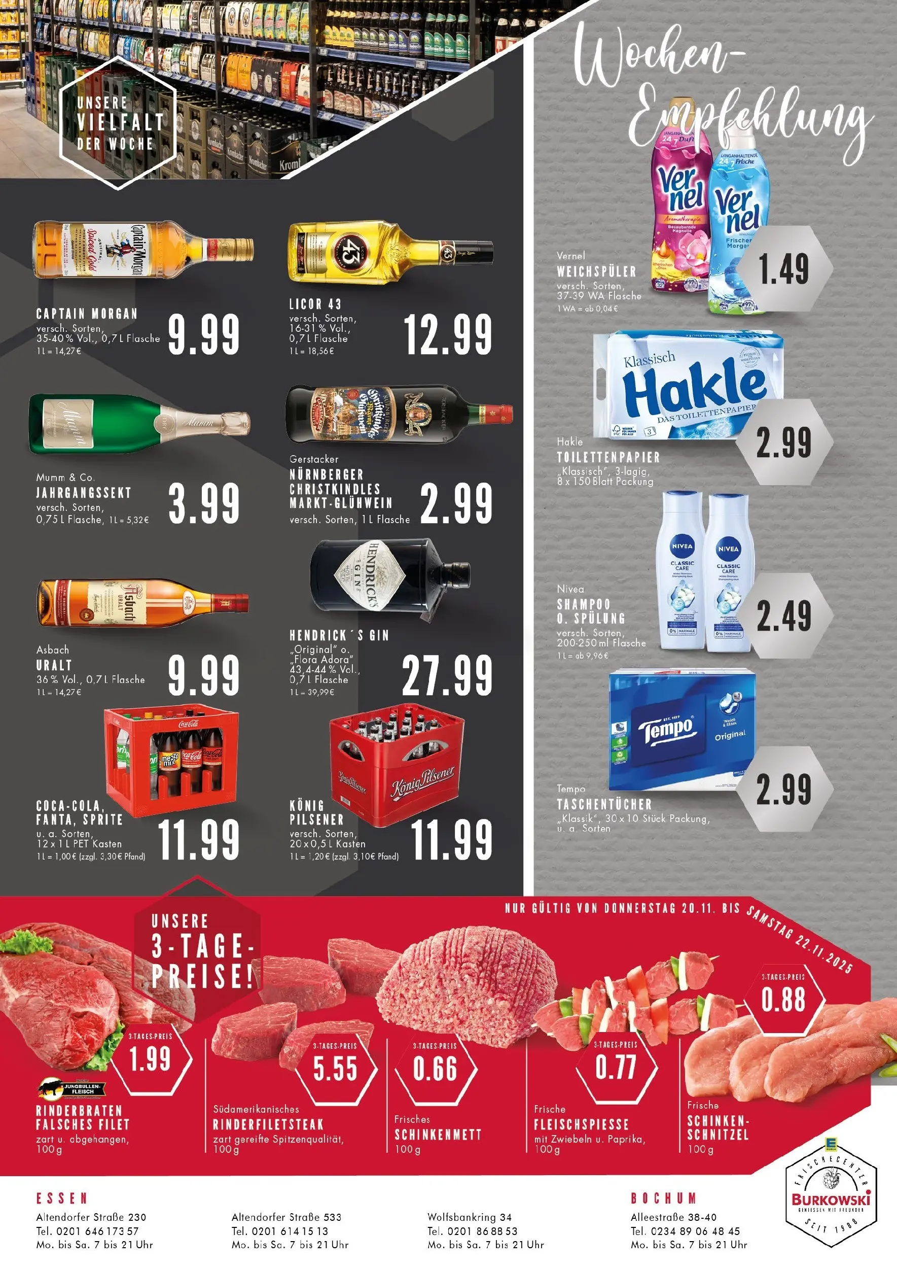 Edeka prospekt Essen	 (ab 17.11.2025) » Angebote Online | Seite: 8 | Produkte: Tempo, Gin, Asbach, Toilettenpapier