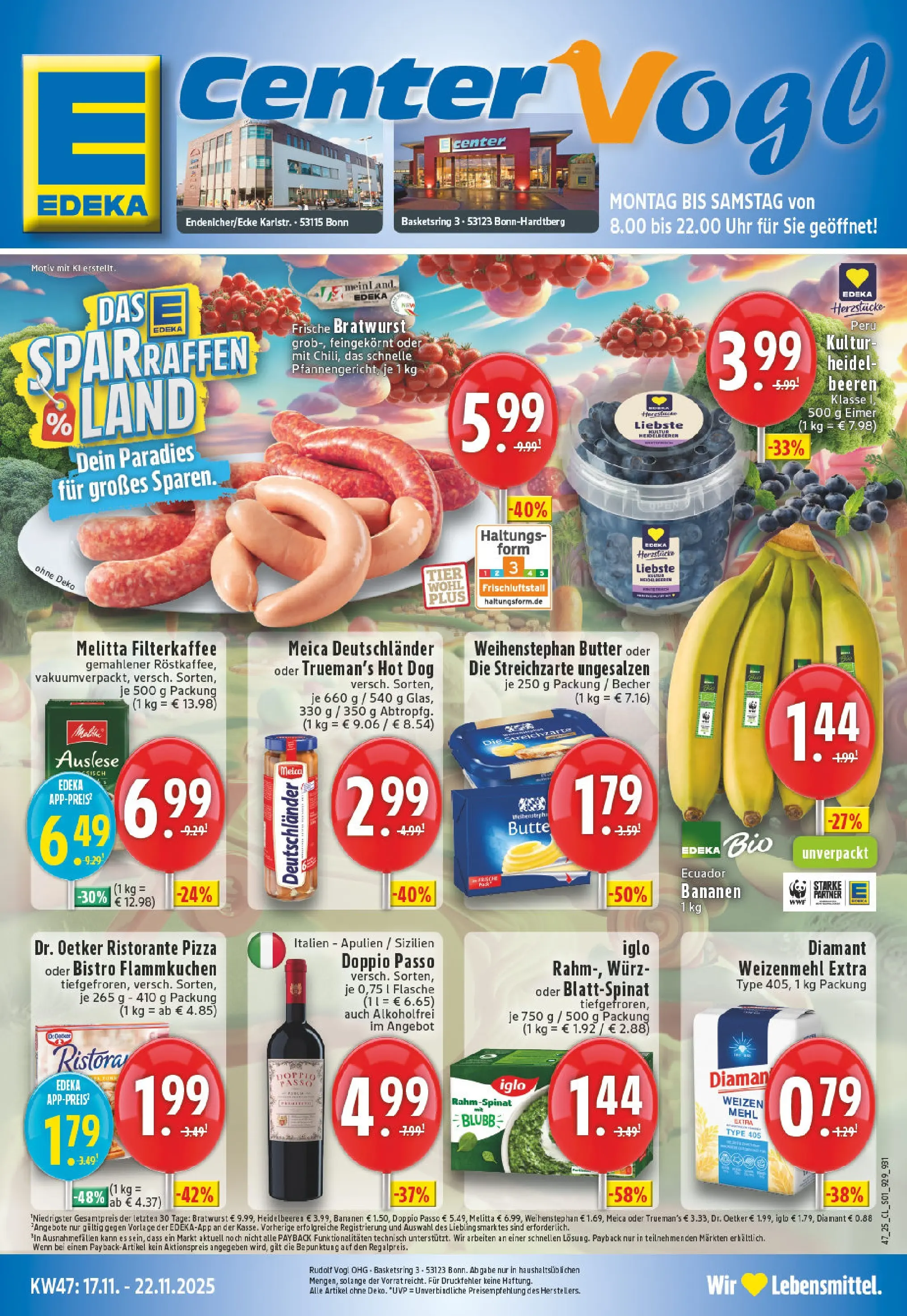 Edeka prospekt Bonn	 (ab 17.11.2025) » Angebote Online | Seite: 1 | Produkte: Iglo, Bananen, Weizenmehl, Meica