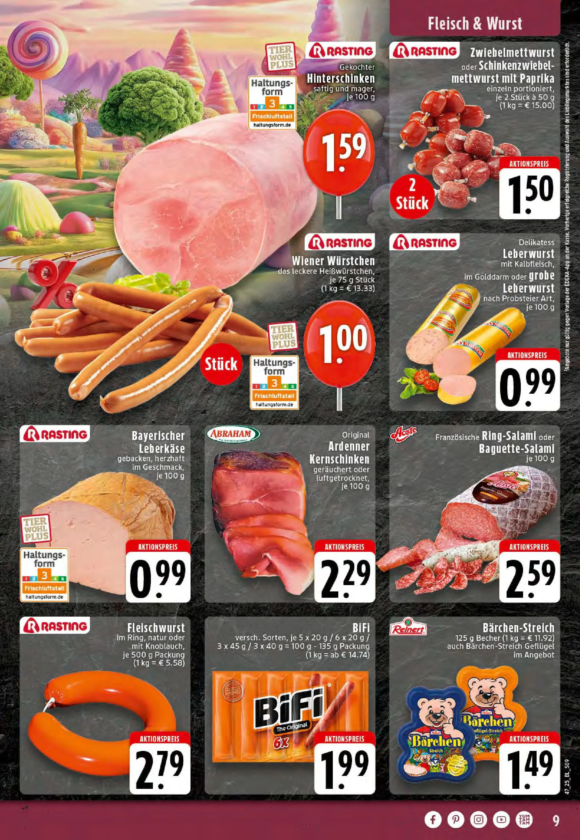 Edeka prospekt Recke	 (ab 17.11.2025) » Angebote Online | Seite: 9 | Produkte: Wiener wurstchen, Bifi, Salami, Fleisch
