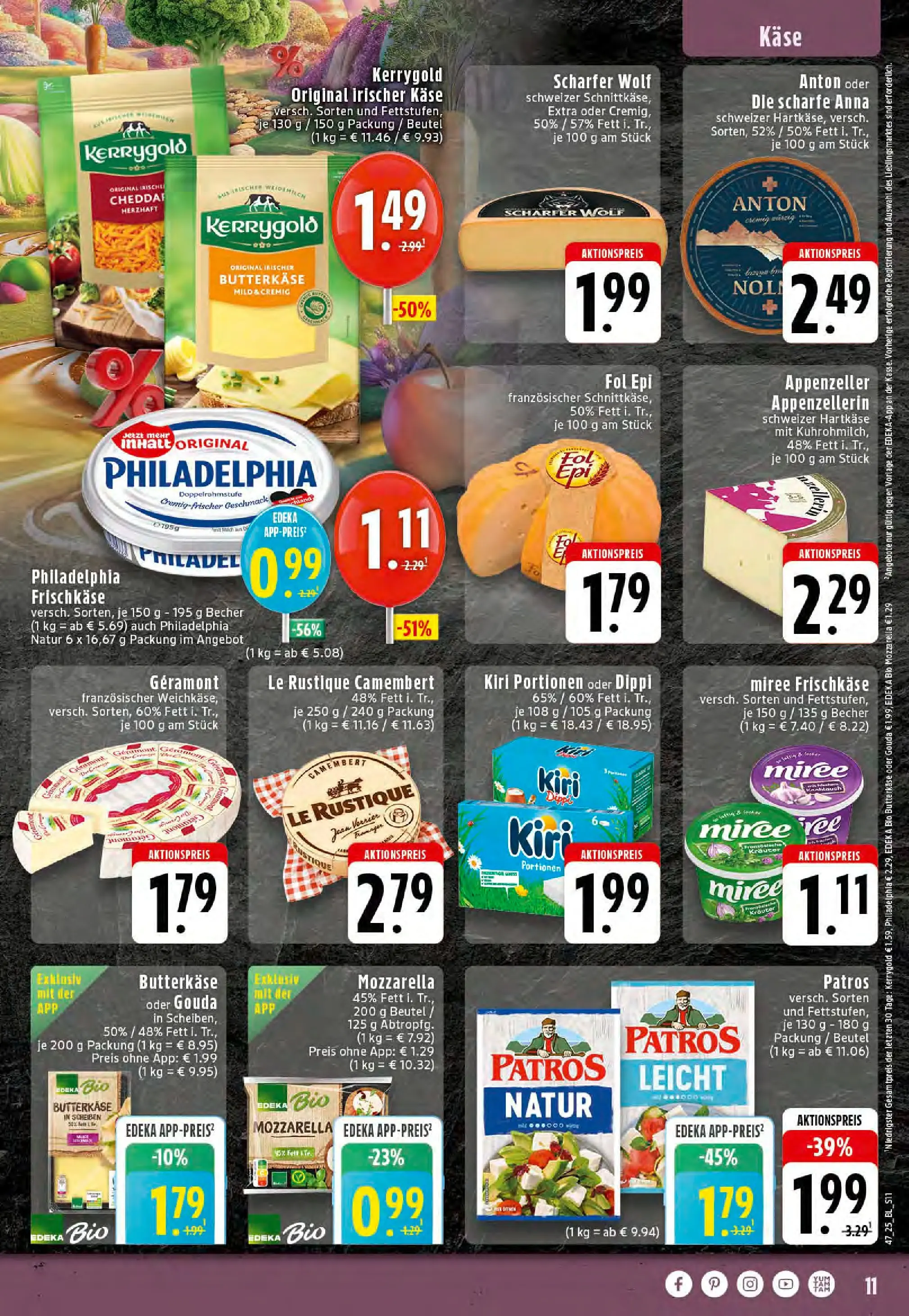 Edeka prospekt Recke	 (ab 17.11.2025) » Angebote Online | Seite: 11 | Produkte: Geramont, Käse, Mozzarella, Patros