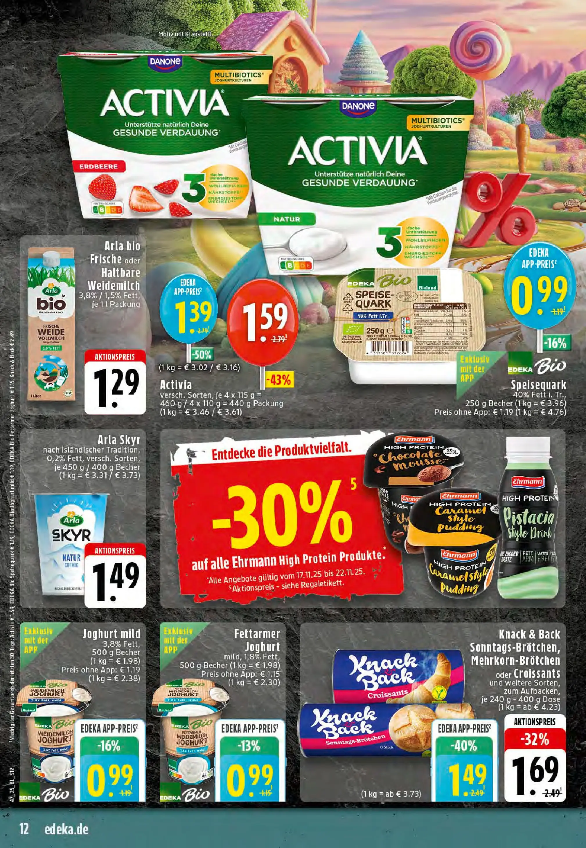 Edeka prospekt Recke	 (ab 17.11.2025) » Angebote Online | Seite: 12 | Produkte: Activia, Quark, Croissant, Arla skyr