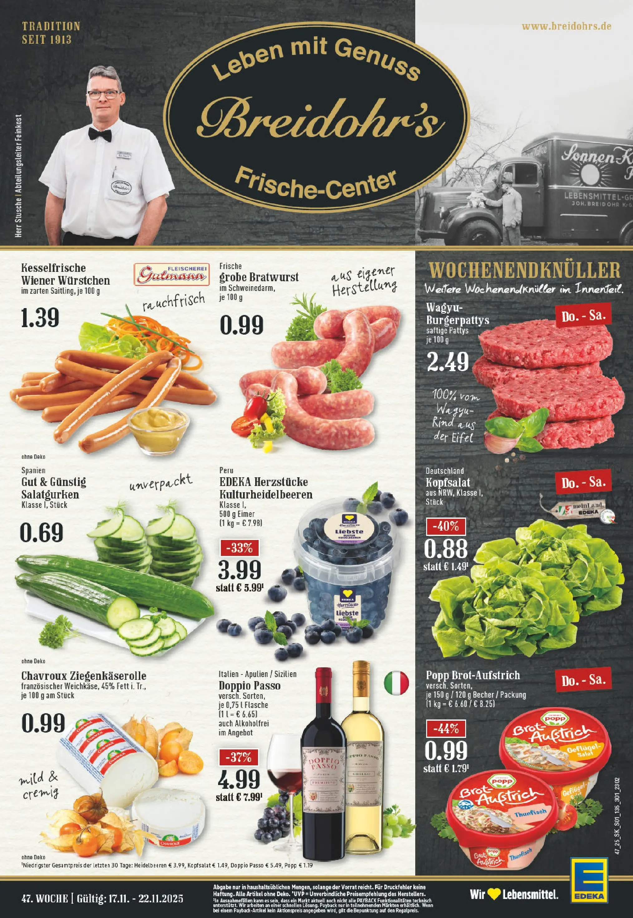 Edeka prospekt Bergisch Gladbach	 (ab 17.11.2025) » Angebote Online | Seite: 1 | Produkte: Thunfisch, Heidelbeeren, Brot, Salat