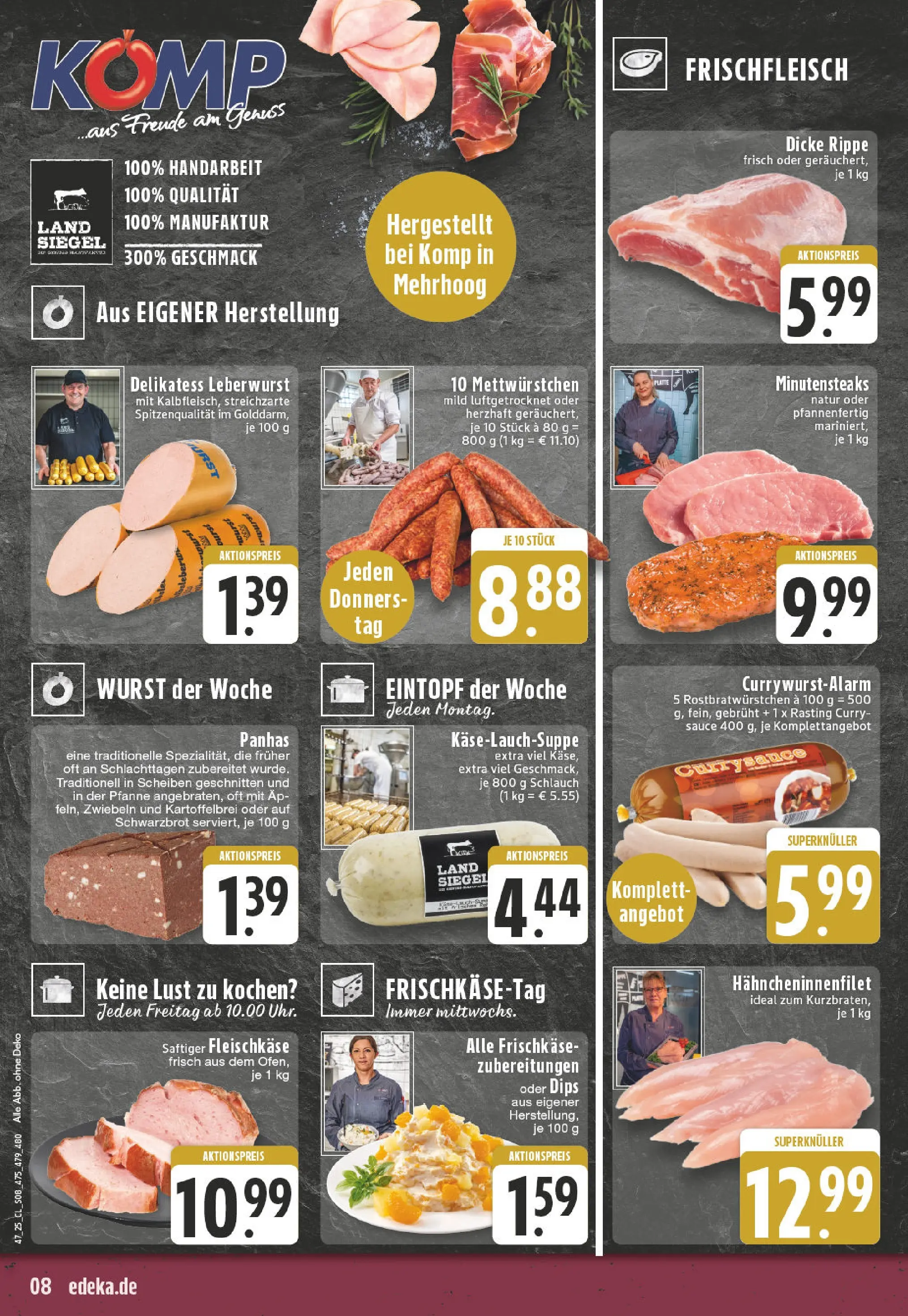 Edeka prospekt Hamminkeln -Mehrhoog	 (ab 17.11.2025) » Angebote Online | Seite: 8 | Produkte: Zwiebeln, Wurst, Steak, Frischkase