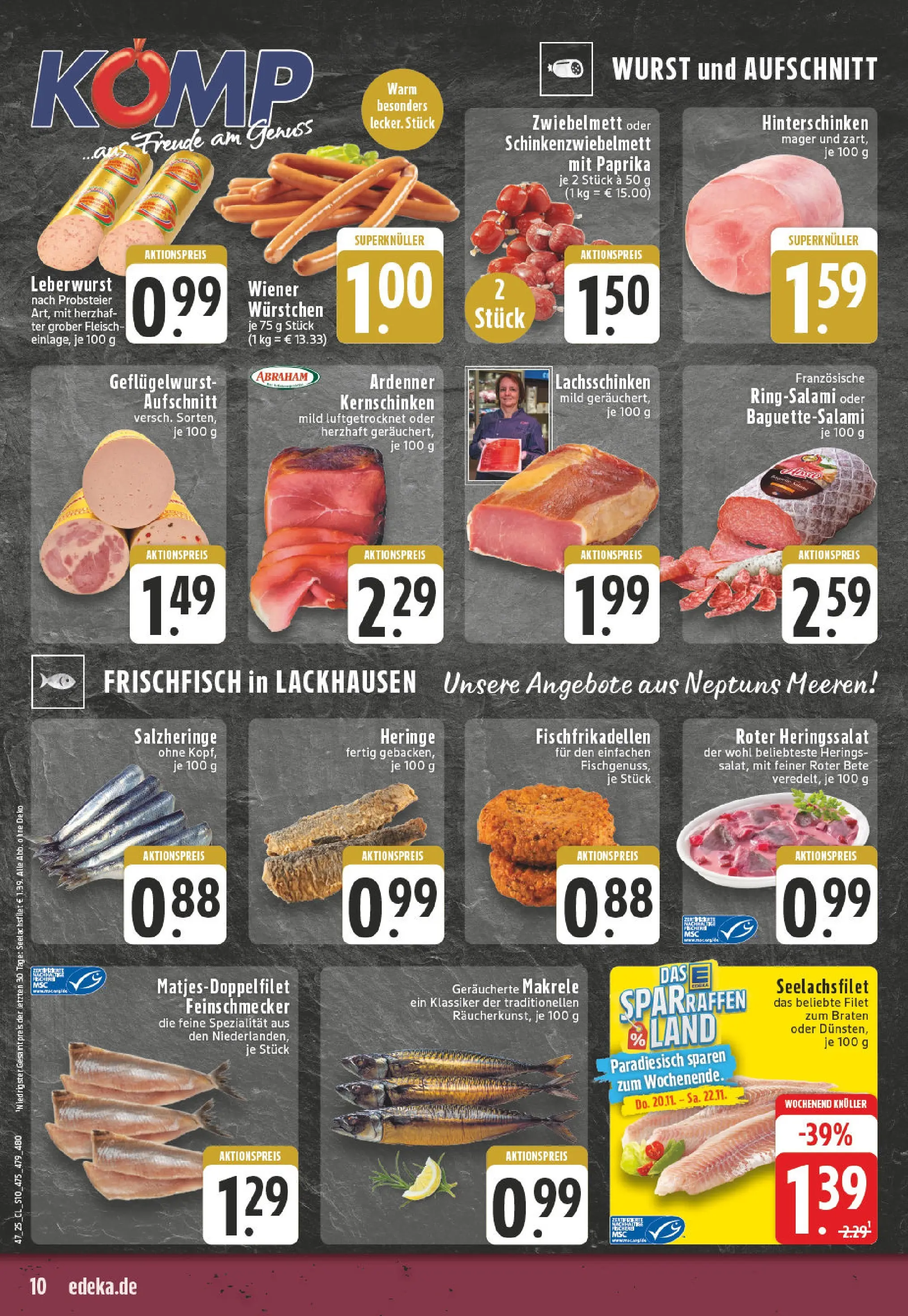 Edeka prospekt Hamminkeln -Mehrhoog	 (ab 17.11.2025) » Angebote Online | Seite: 10 | Produkte: Paprika, Wurst, Salami, Fleisch