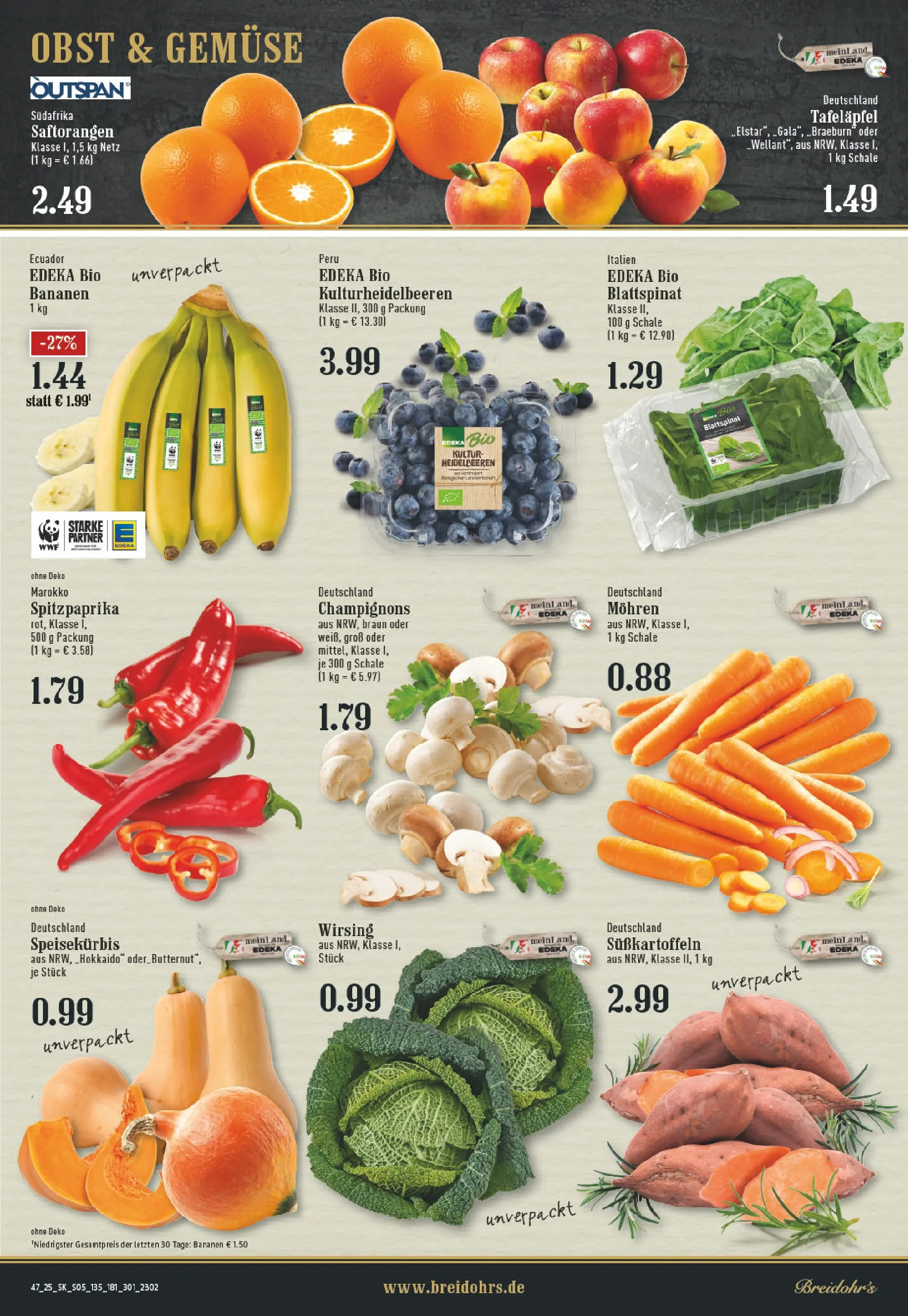 Edeka prospekt Hilden	 (ab 17.11.2025) » Angebote Online | Seite: 5 | Produkte: Bananen, Heidelbeeren, Gemüse, Obst