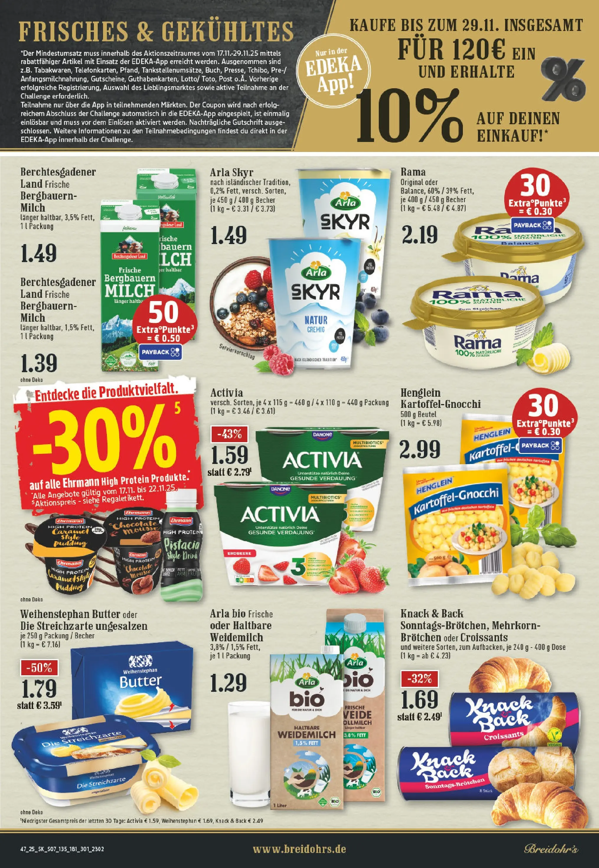 Edeka prospekt Hilden	 (ab 17.11.2025) » Angebote Online | Seite: 7 | Produkte: Margarine, Milch, Skyr, Arla skyr