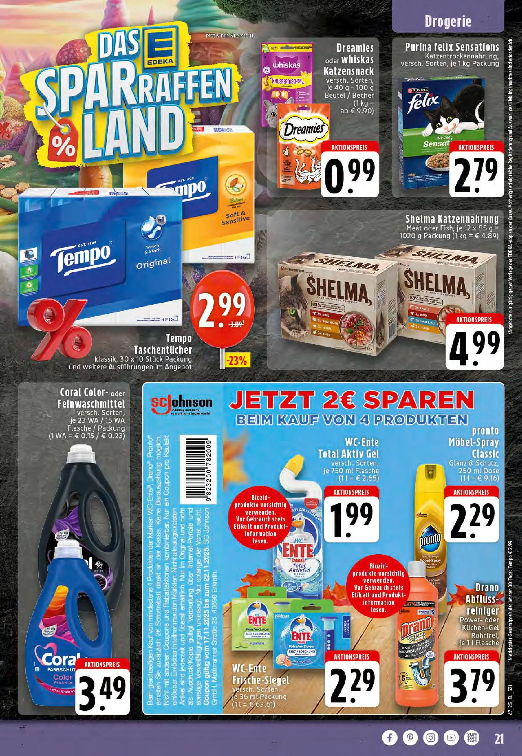 Edeka prospekt Recke	 (ab 17.11.2025) » Angebote Online | Seite: 21 | Produkte: Coral, Waschmittel, Ente, Whiskas
