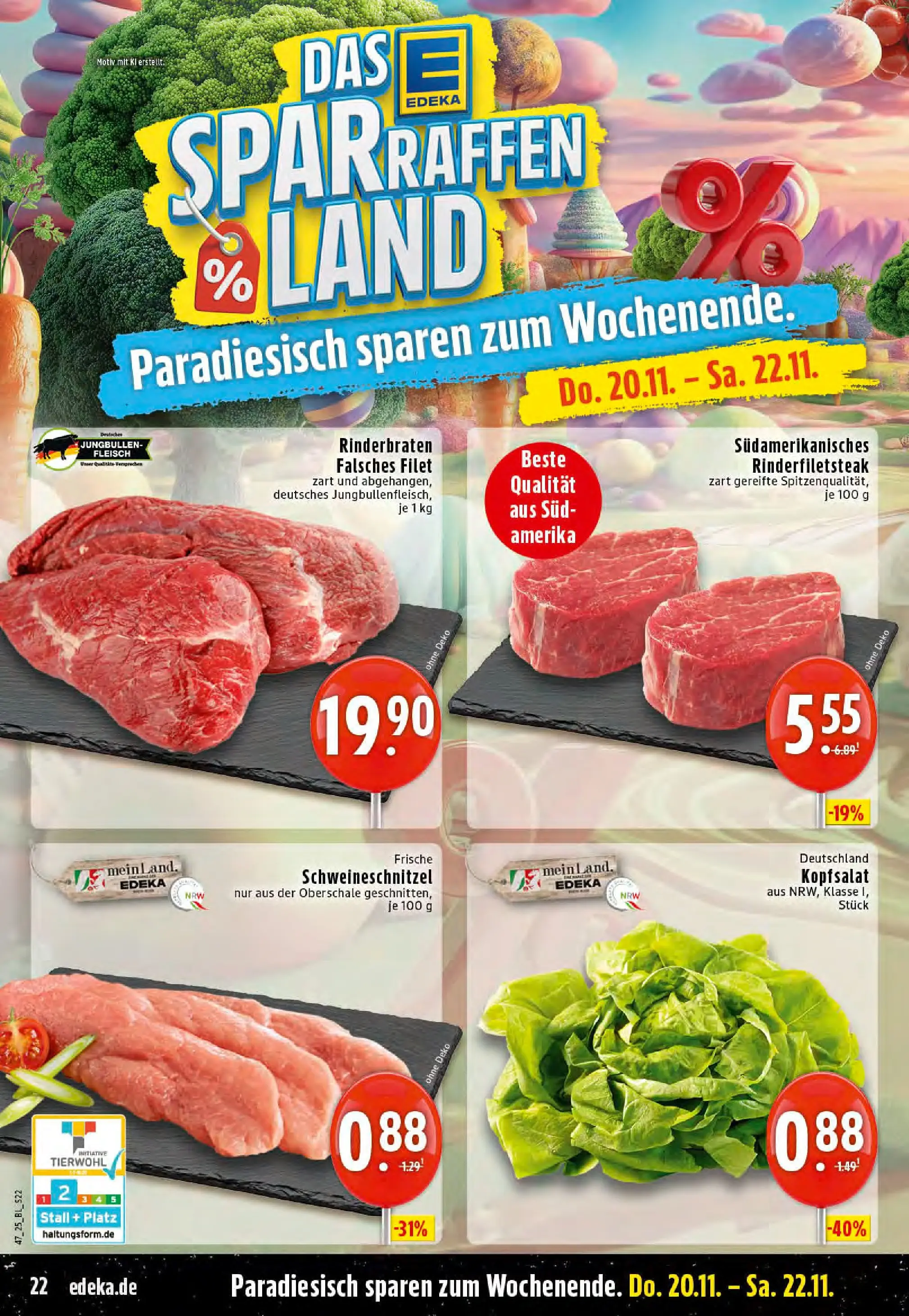 Edeka prospekt Recke	 (ab 17.11.2025) » Angebote Online | Seite: 22 | Produkte: Rinderbraten, Steak, Fleisch