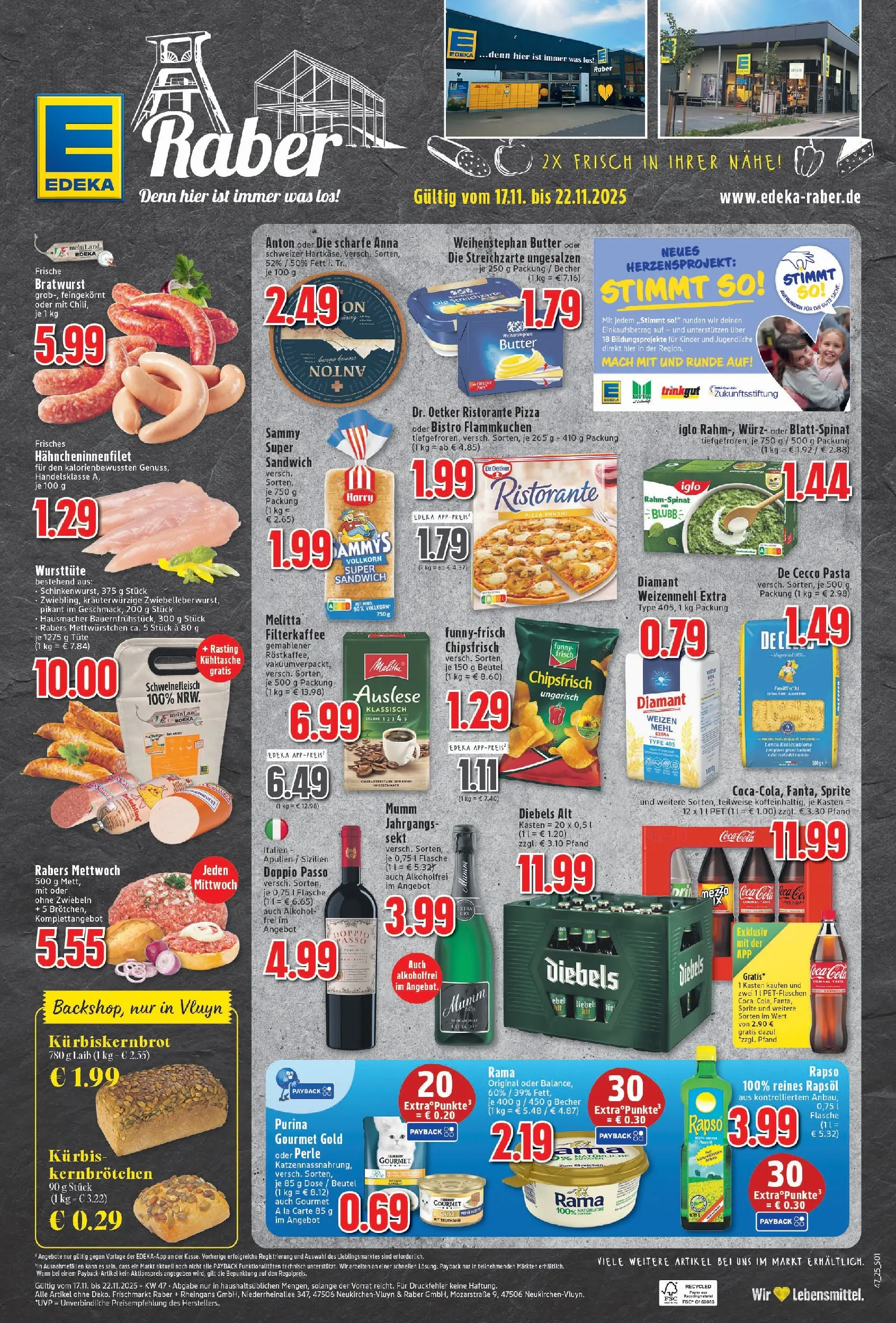 Edeka prospekt Neukirchen-Vluyn	 (ab 17.11.2025) » Angebote Online | Seite: 1 | Produkte: Cola, Weizenmehl, Doppio Passo, Chips