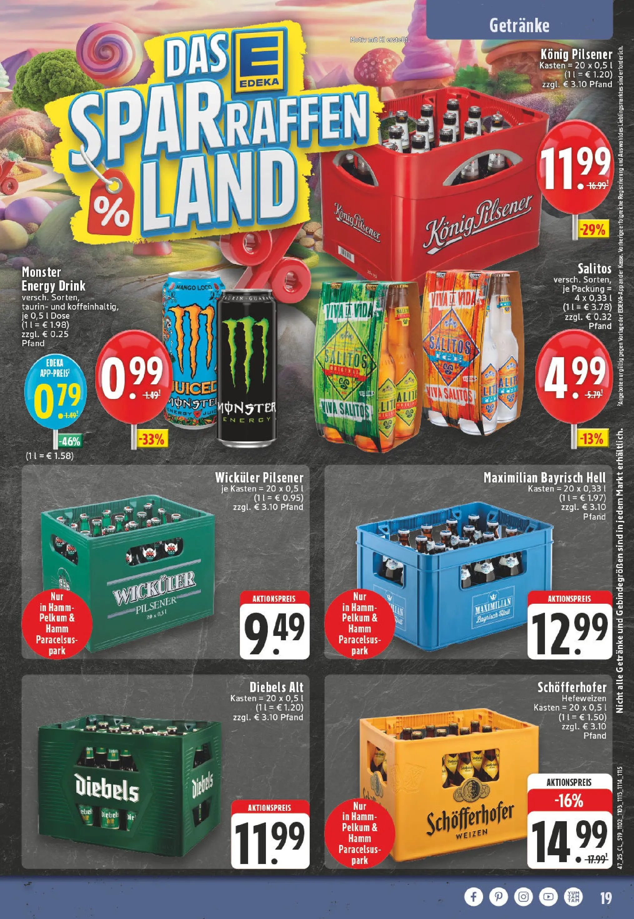 Edeka prospekt Arnsberg-Neheim	 (ab 17.11.2025) » Angebote Online | Seite: 19 | Produkte: Konig pilsener, Energy, Monster, Diebels