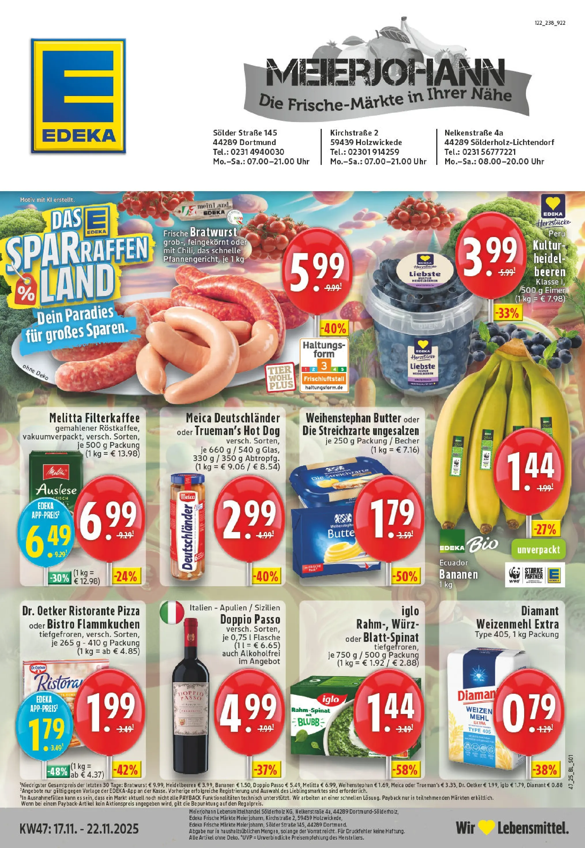 Edeka prospekt Dortmund	 (ab 17.11.2025) » Angebote Online | Seite: 1 | Produkte: Butter, Bananen, Meica, Uhr